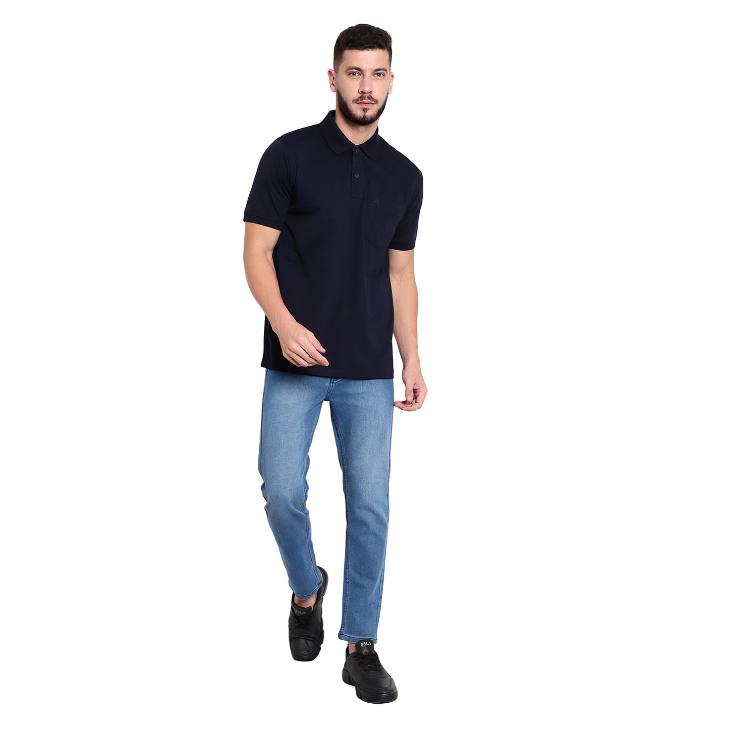 Men's Casual Solid Cotton Hosiery Polo TShirt with Chest Pocket