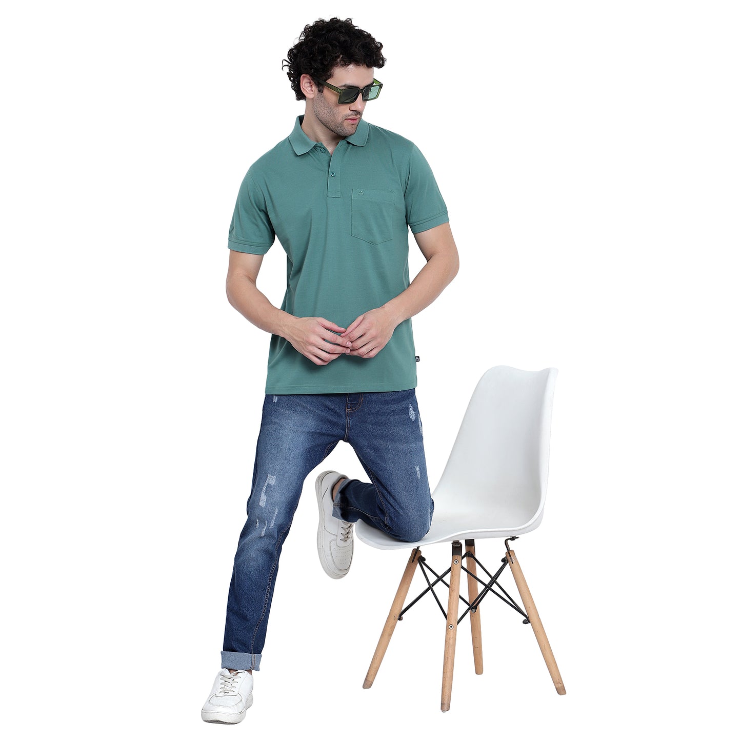 Men's Casual Solid Cotton Hosiery Polo TShirt with Chest Pocket