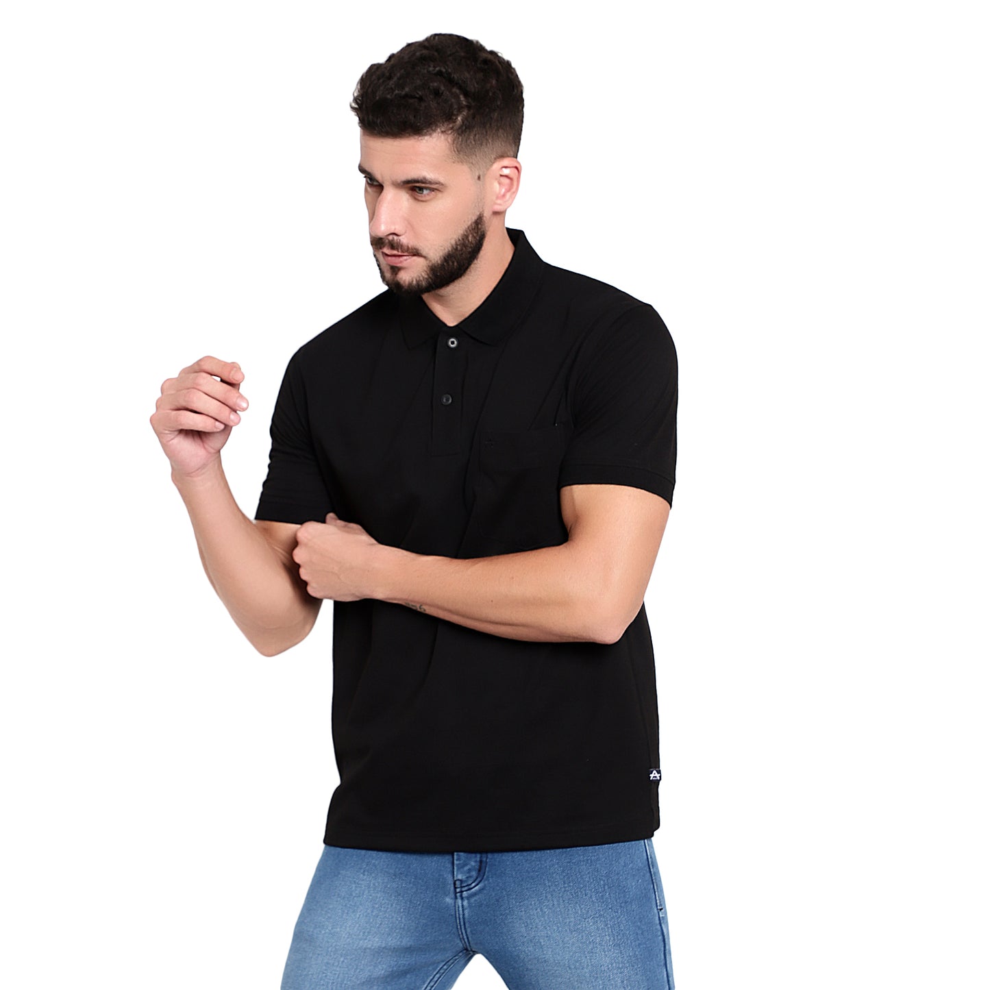 Men's Casual Solid Cotton Hosiery Polo TShirt with Chest Pocket