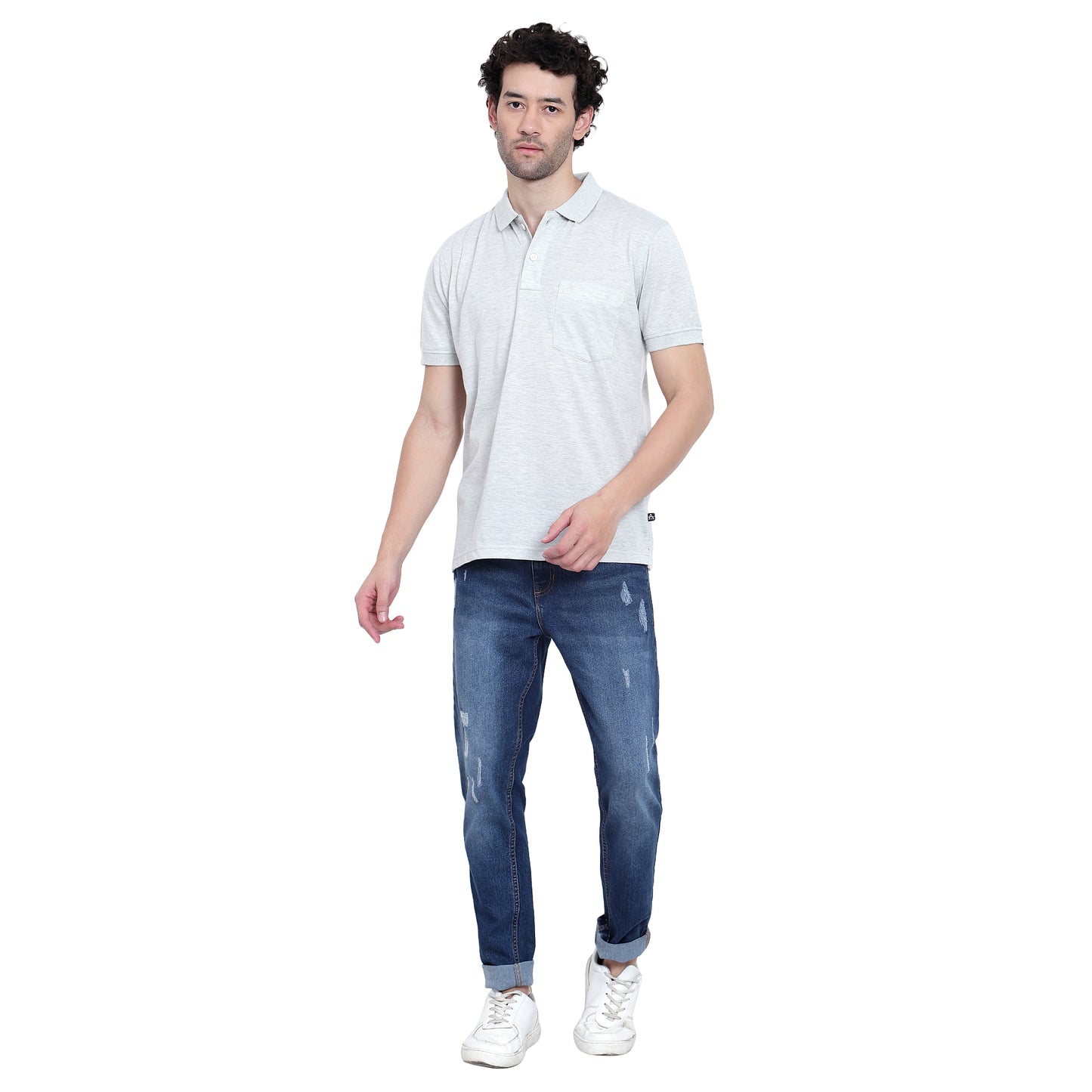 Men's Casual Solid Cotton Hosiery Polo TShirt with Chest Pocket
