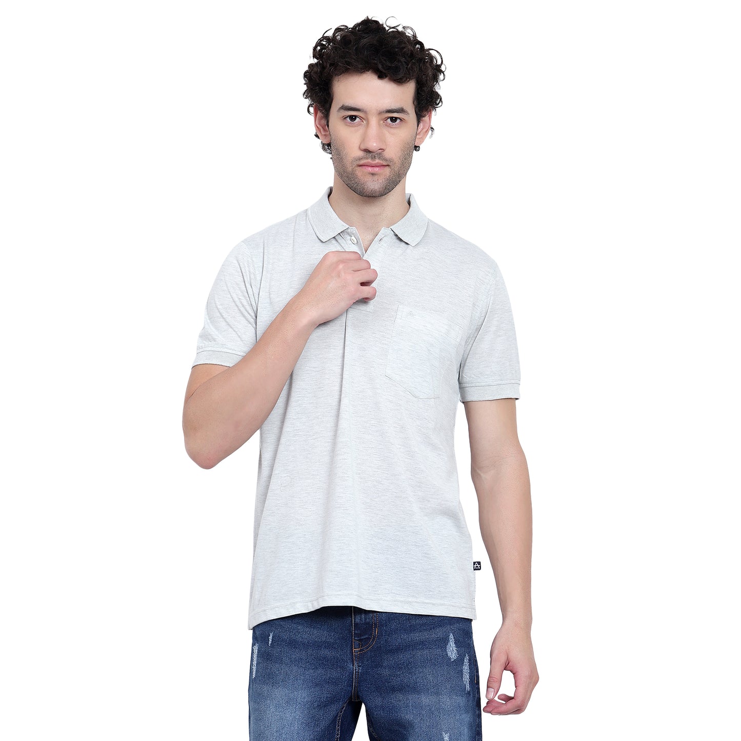 Men's Casual Solid Cotton Hosiery Polo TShirt with Chest Pocket