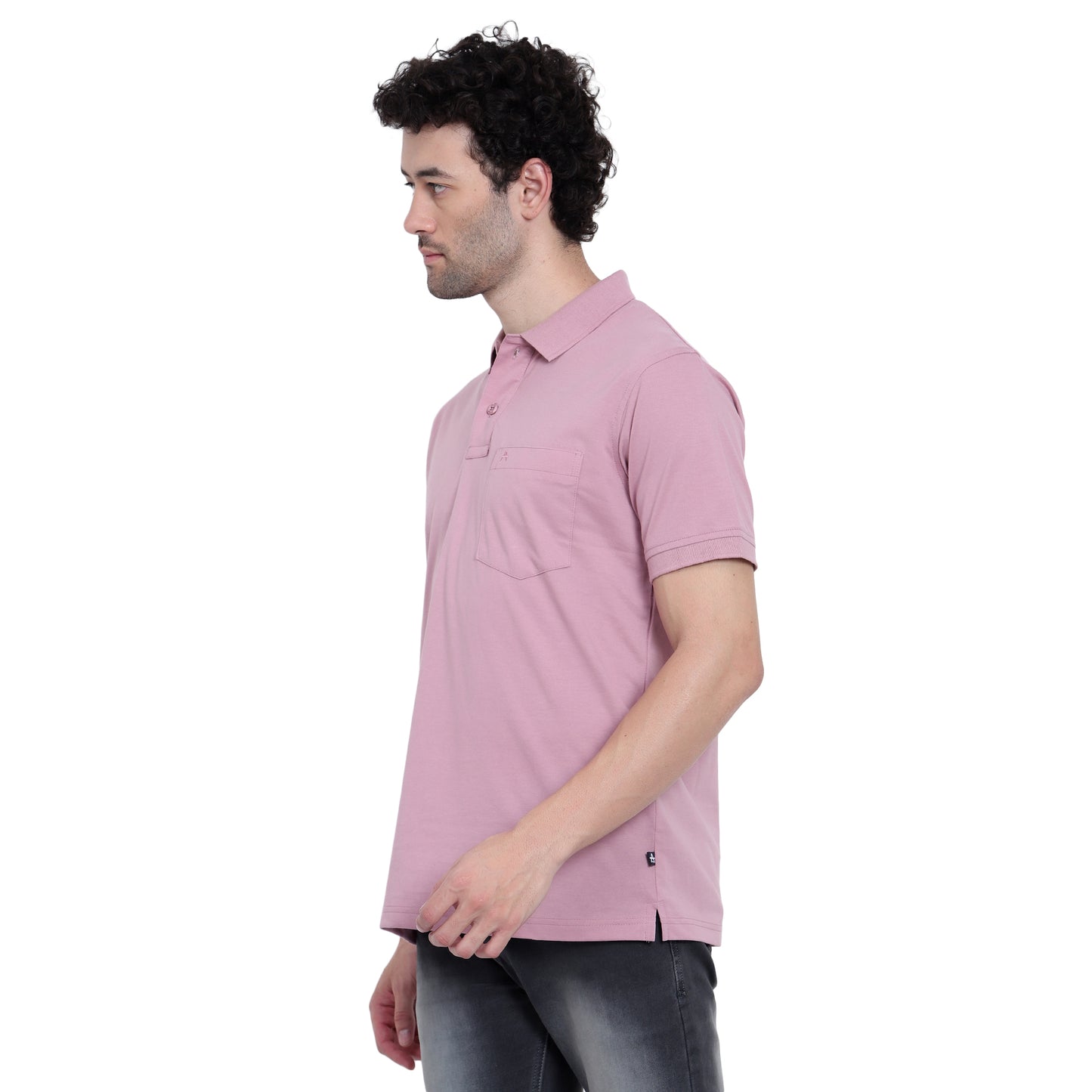 Men's Casual Solid Cotton Hosiery Polo TShirt with Chest Pocket