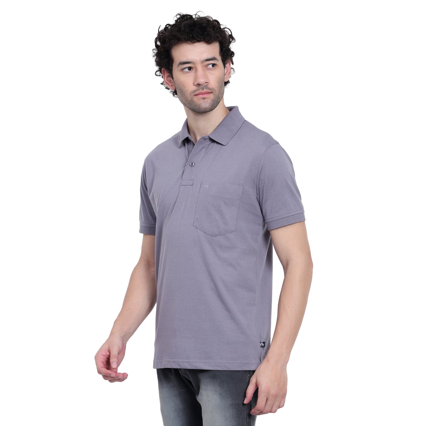 Men's Casual Solid Cotton Hosiery Polo TShirt with Chest Pocket