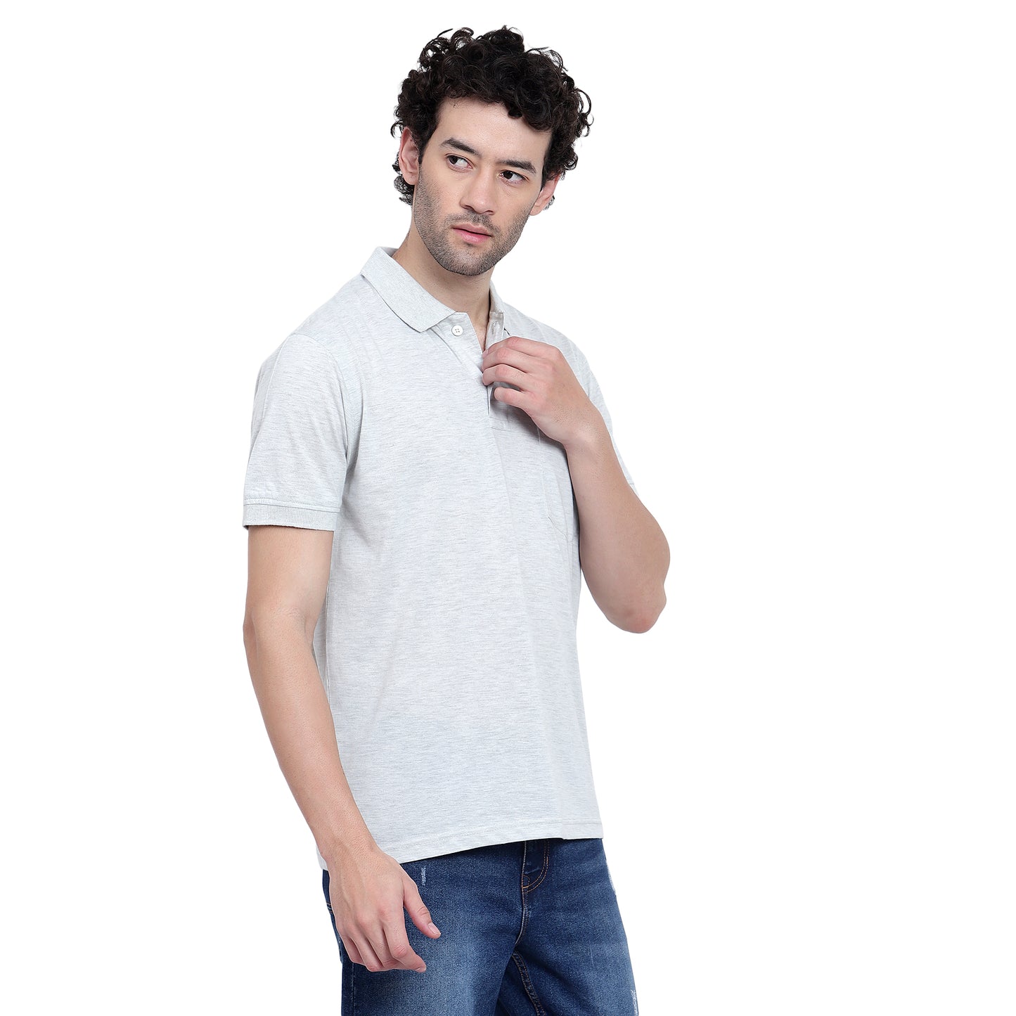 Men's Casual Solid Cotton Hosiery Polo TShirt with Chest Pocket
