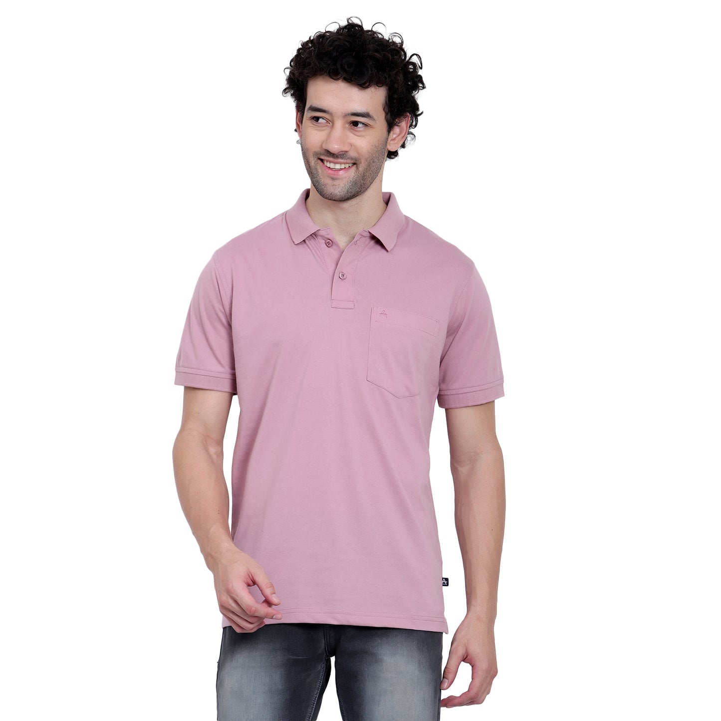 Men's Casual Solid Cotton Hosiery Polo TShirt with Chest Pocket