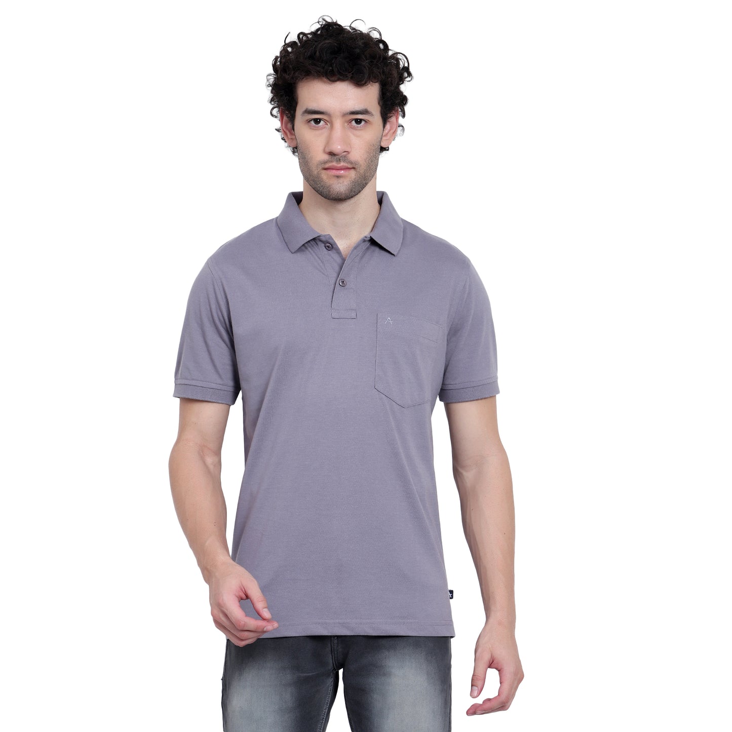 Men's Casual Solid Cotton Hosiery Polo TShirt with Chest Pocket