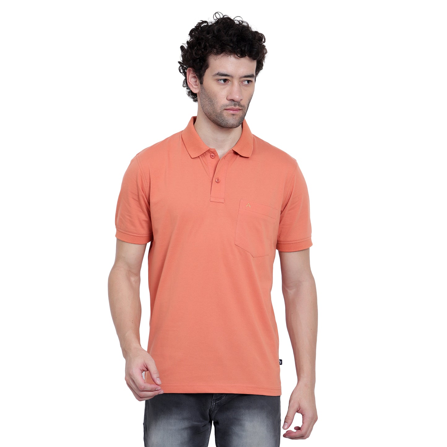 Men's Casual Solid Cotton Hosiery Polo TShirt with Chest Pocket