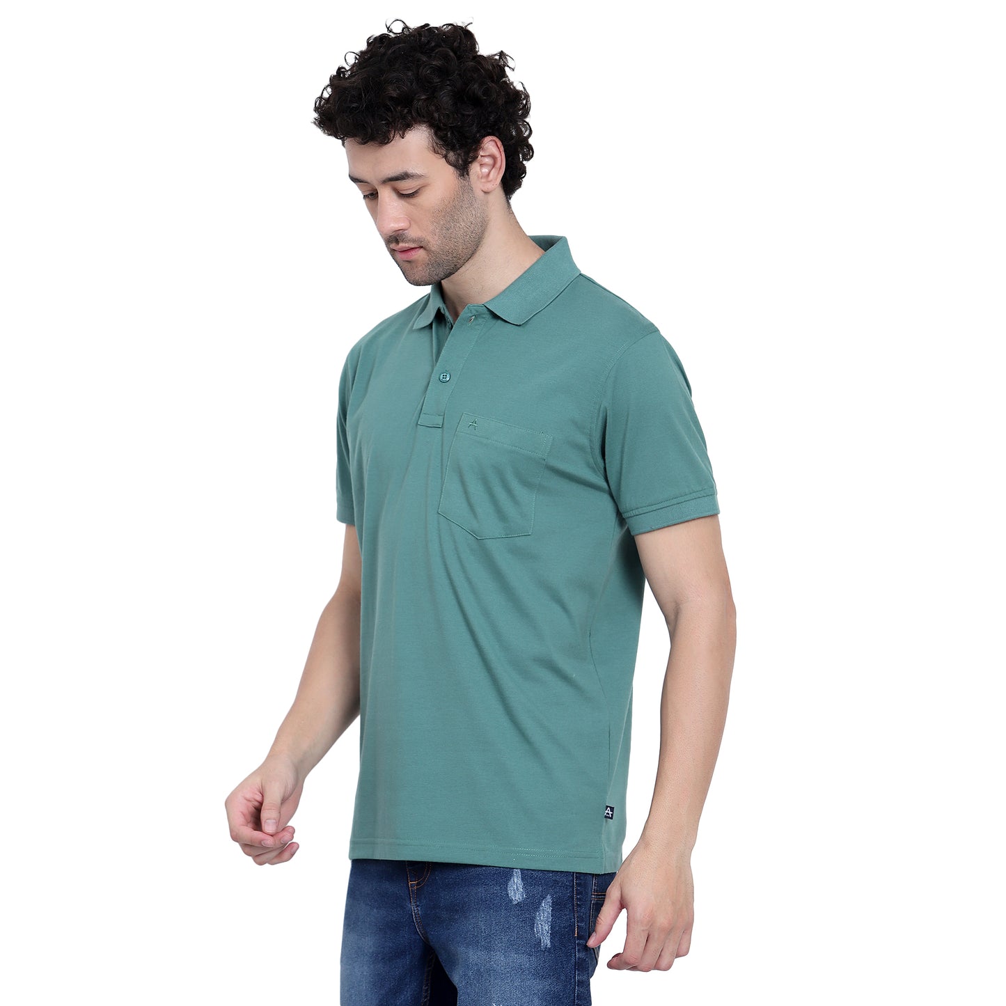 Men's Casual Solid Cotton Hosiery Polo TShirt with Chest Pocket