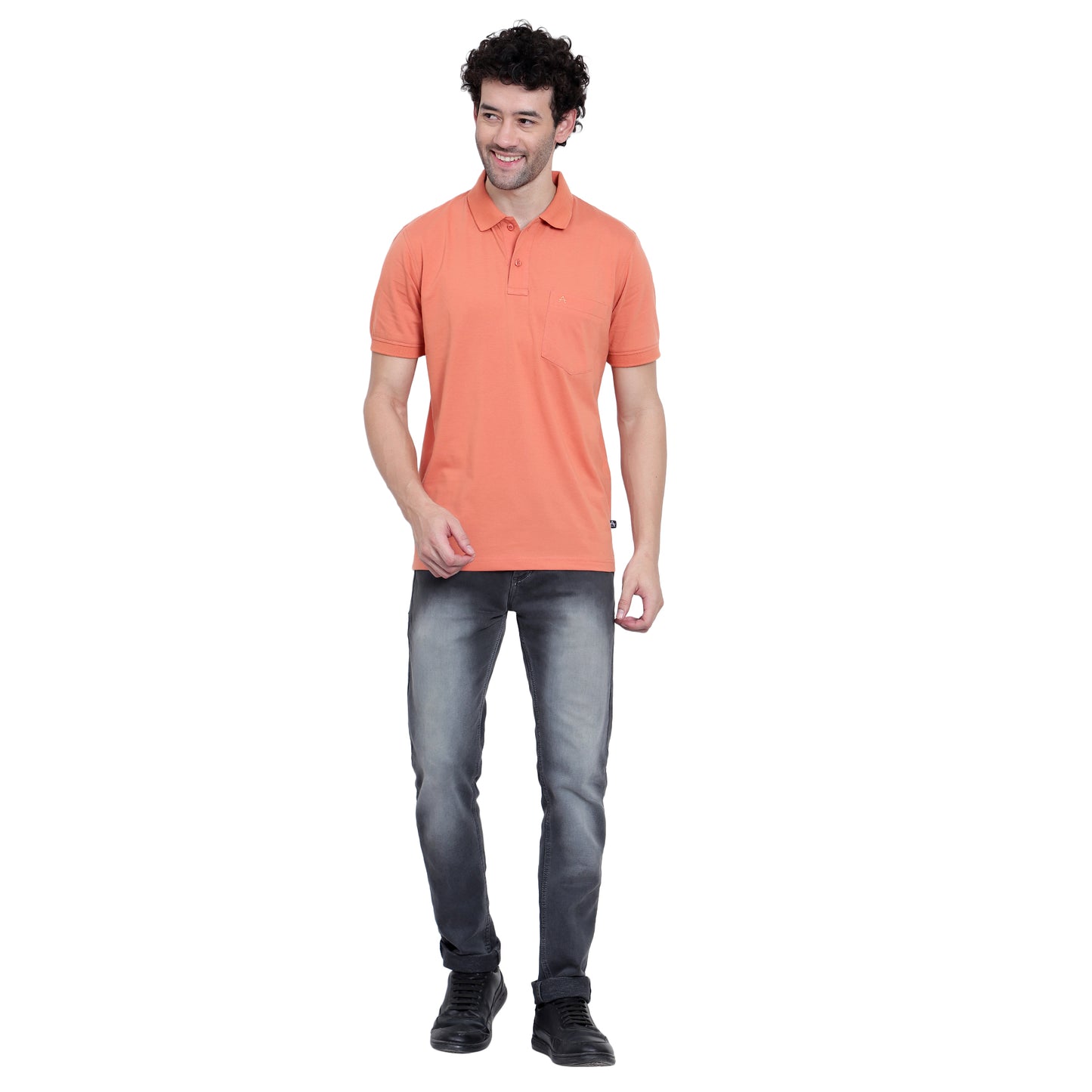 Men's Casual Solid Cotton Hosiery Polo TShirt with Chest Pocket