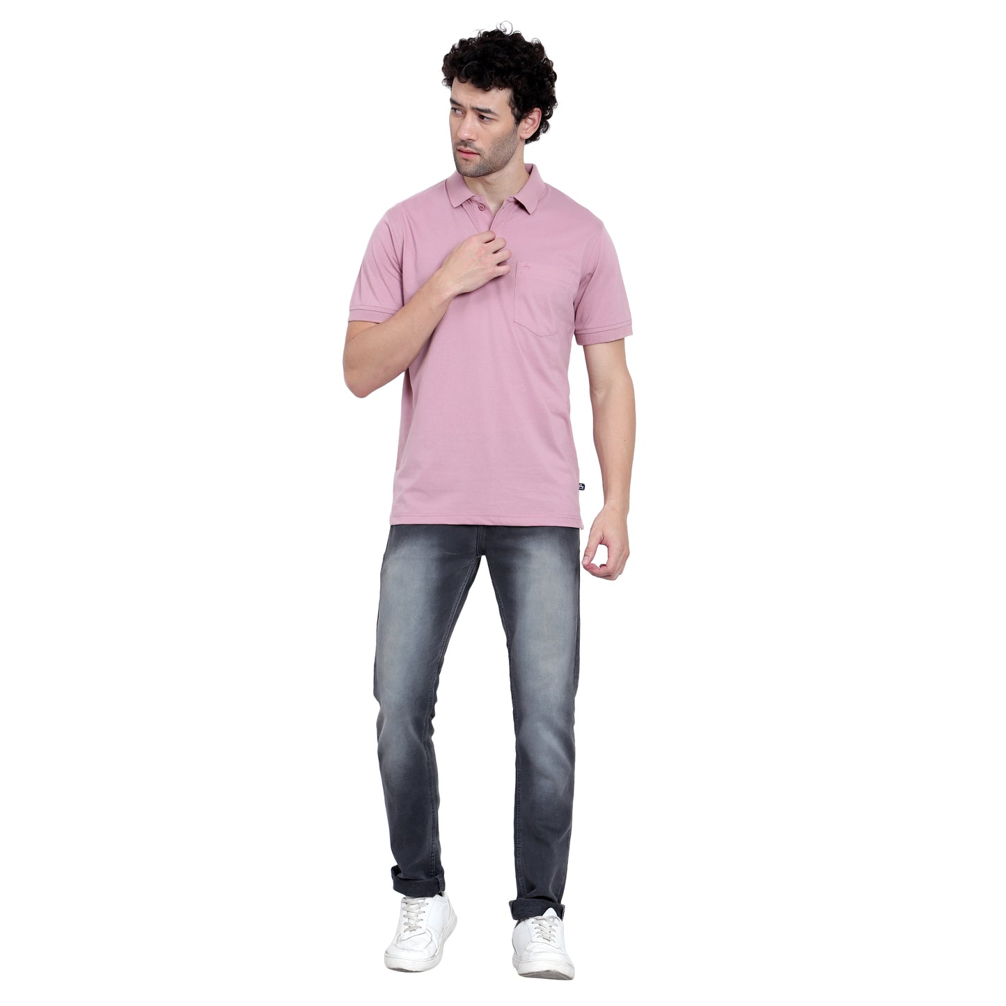 Men's Casual Solid Cotton Hosiery Polo TShirt with Chest Pocket