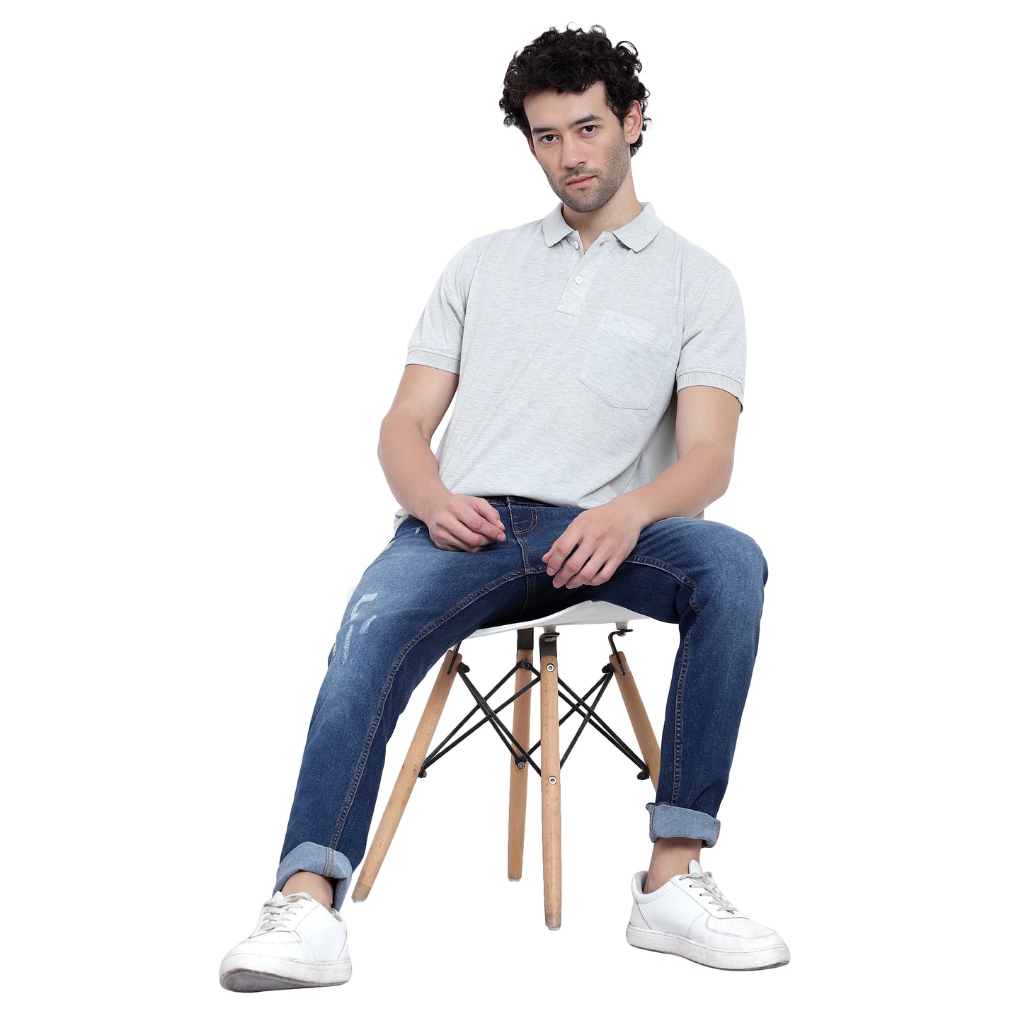 Men's Casual Solid Cotton Hosiery Polo TShirt with Chest Pocket