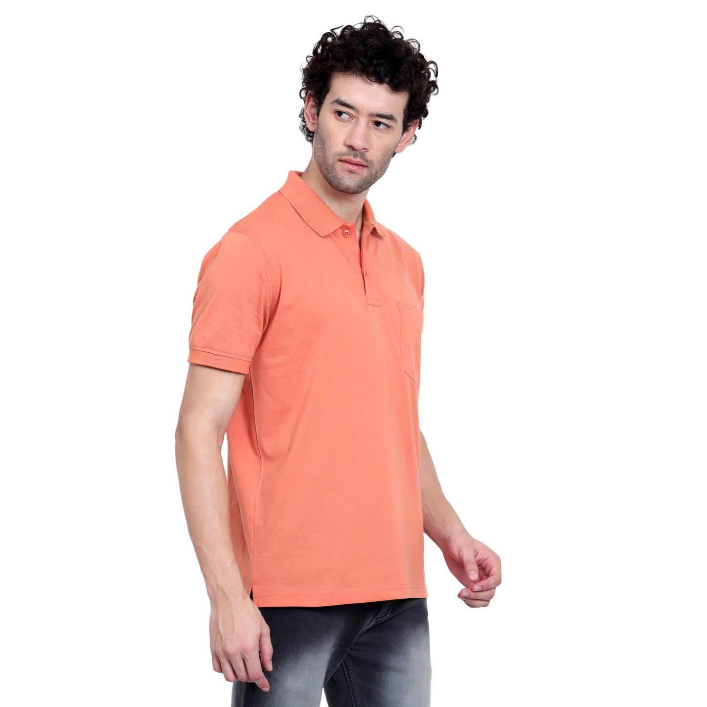 Men's Casual Solid Cotton Hosiery Polo TShirt with Chest Pocket