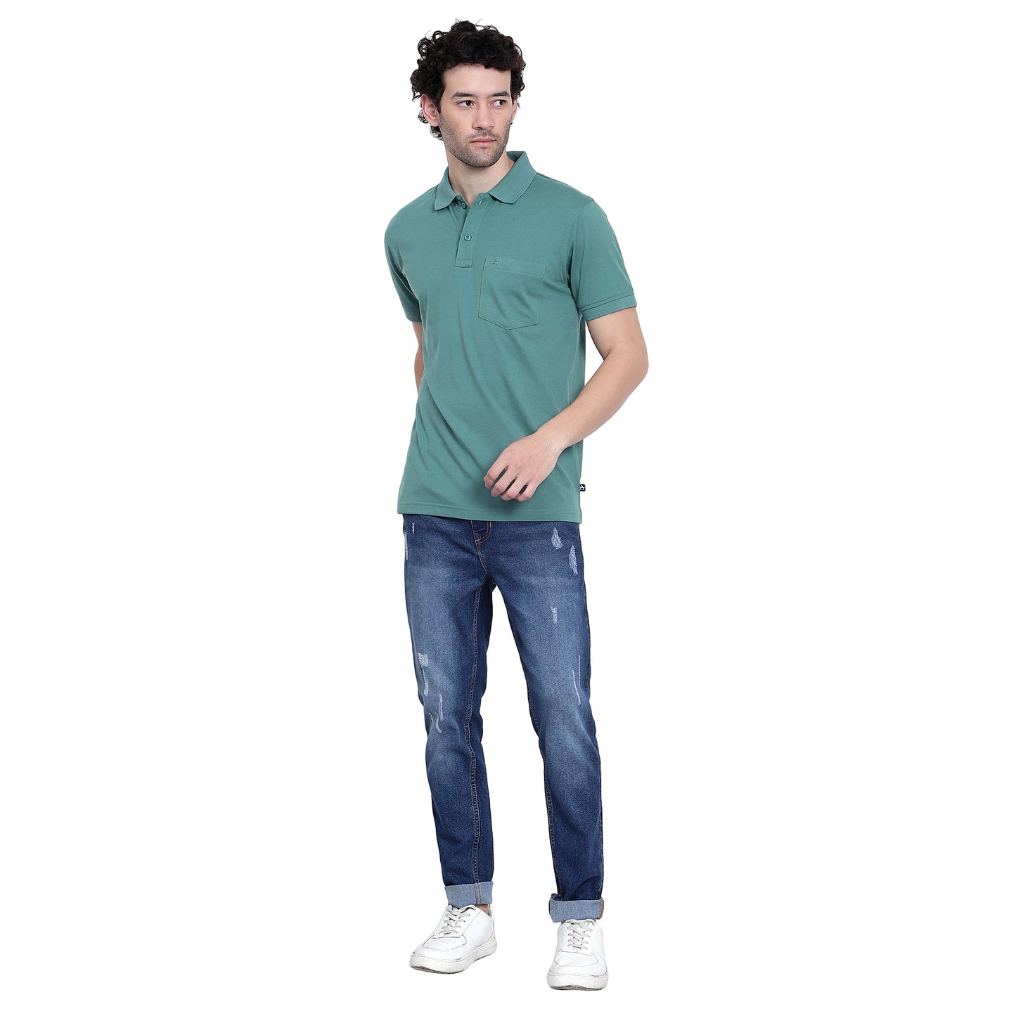 Men's Casual Solid Cotton Hosiery Polo TShirt with Chest Pocket