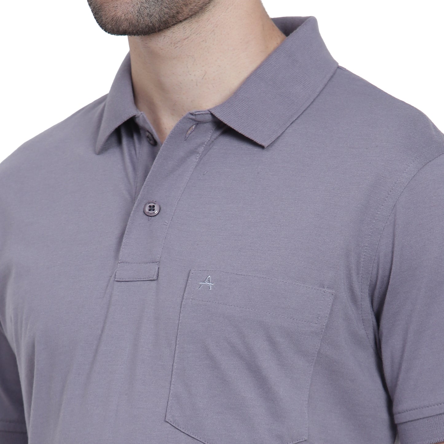 Men's Casual Solid Cotton Hosiery Polo TShirt with Chest Pocket