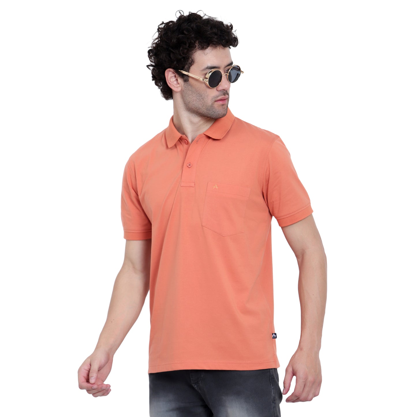 Men's Casual Solid Cotton Hosiery Polo TShirt with Chest Pocket