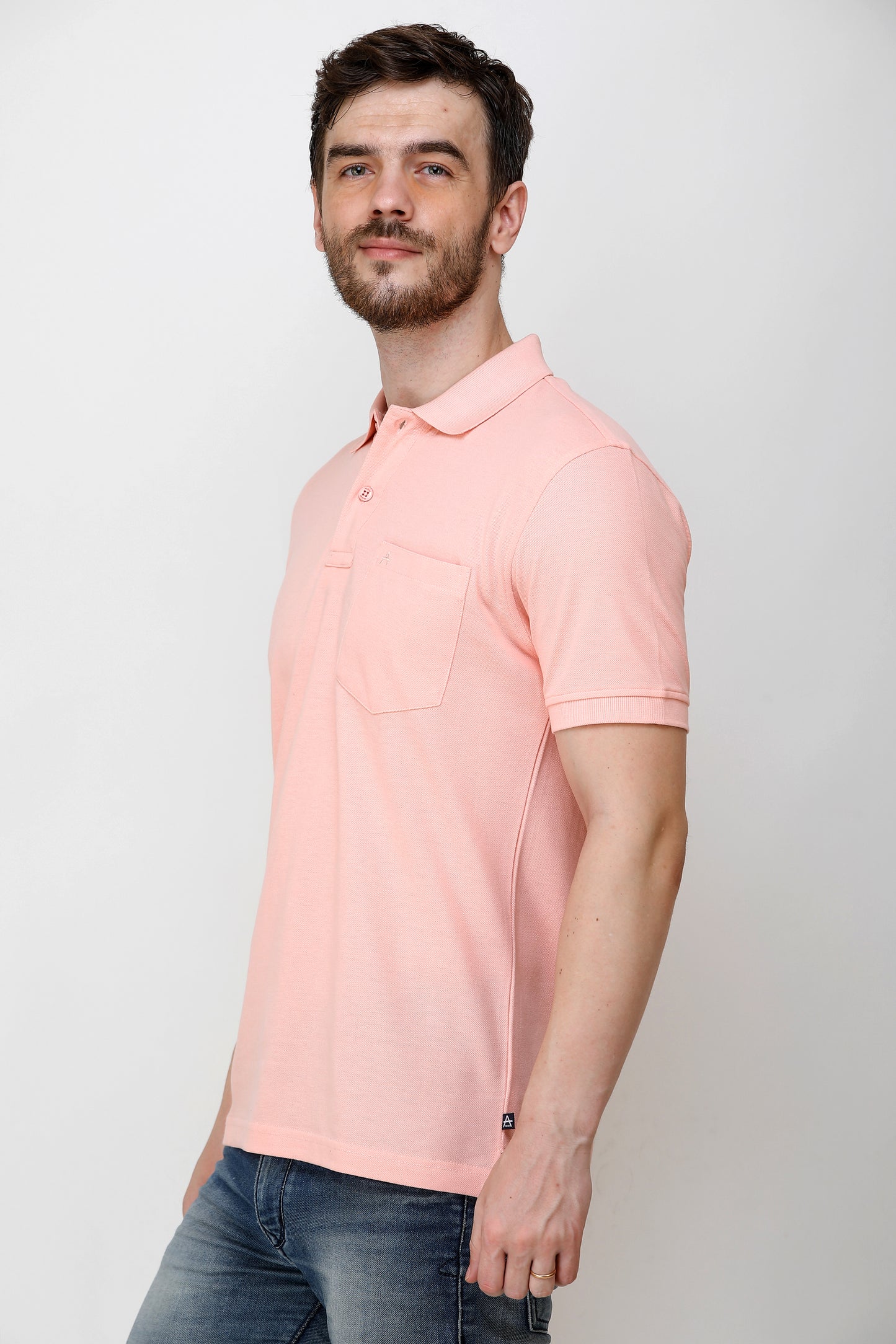 Men's Casual Solid Cotton Hosiery Polo TShirt with Chest Pocket
