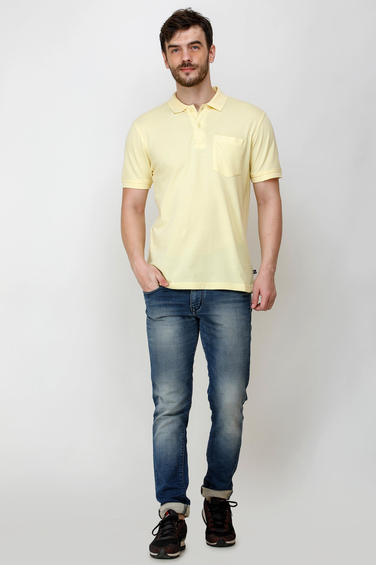 Men's Casual Solid Cotton Hosiery Polo TShirt with Chest Pocket