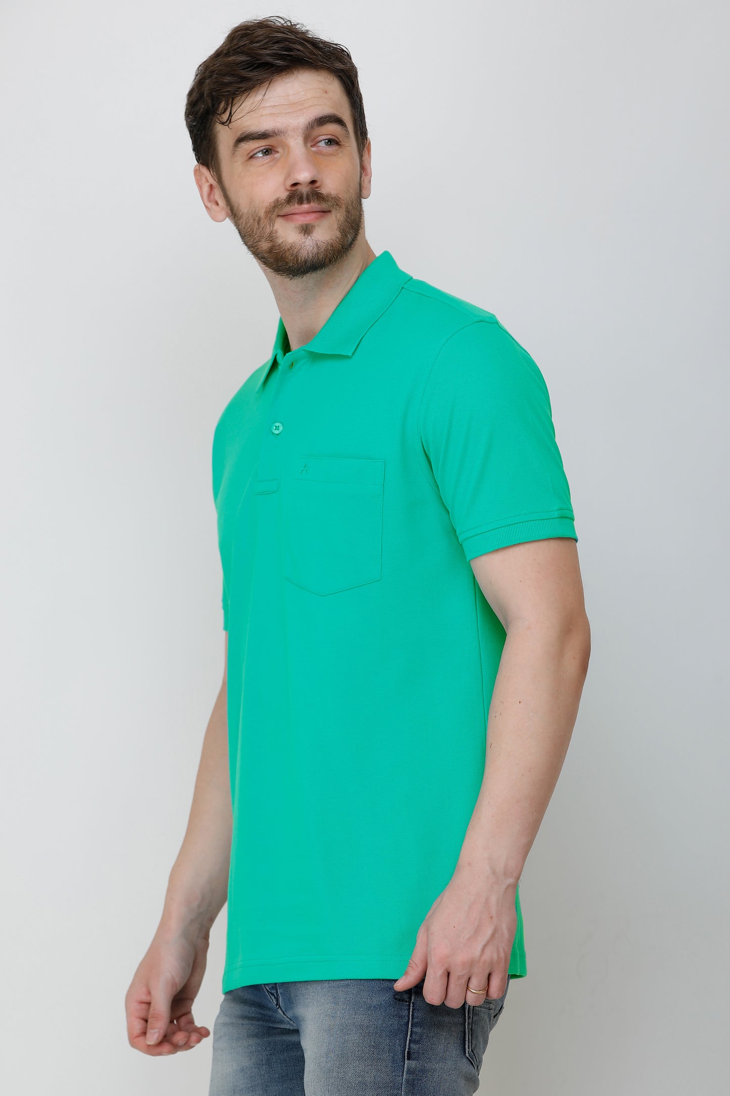 Men's Casual Solid Cotton Hosiery Polo TShirt with Chest Pocket