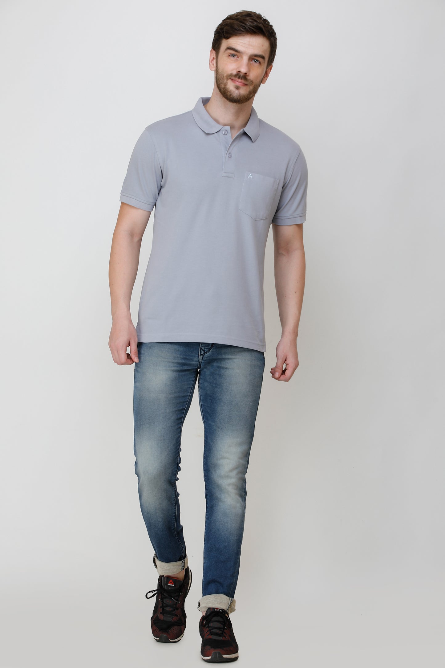 Men's Casual Solid Cotton Hosiery Polo TShirt with Chest Pocket