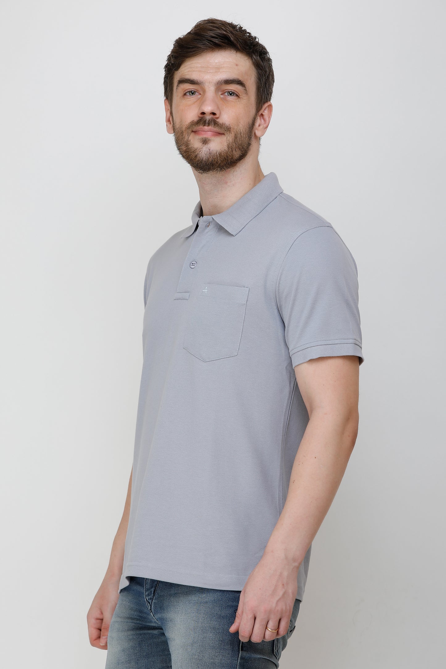 Men's Casual Solid Cotton Hosiery Polo TShirt with Chest Pocket