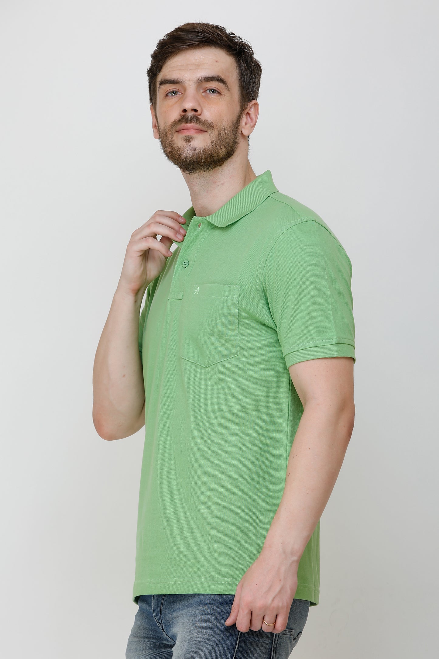 Men's Casual Solid Cotton Hosiery Polo TShirt with Chest Pocket