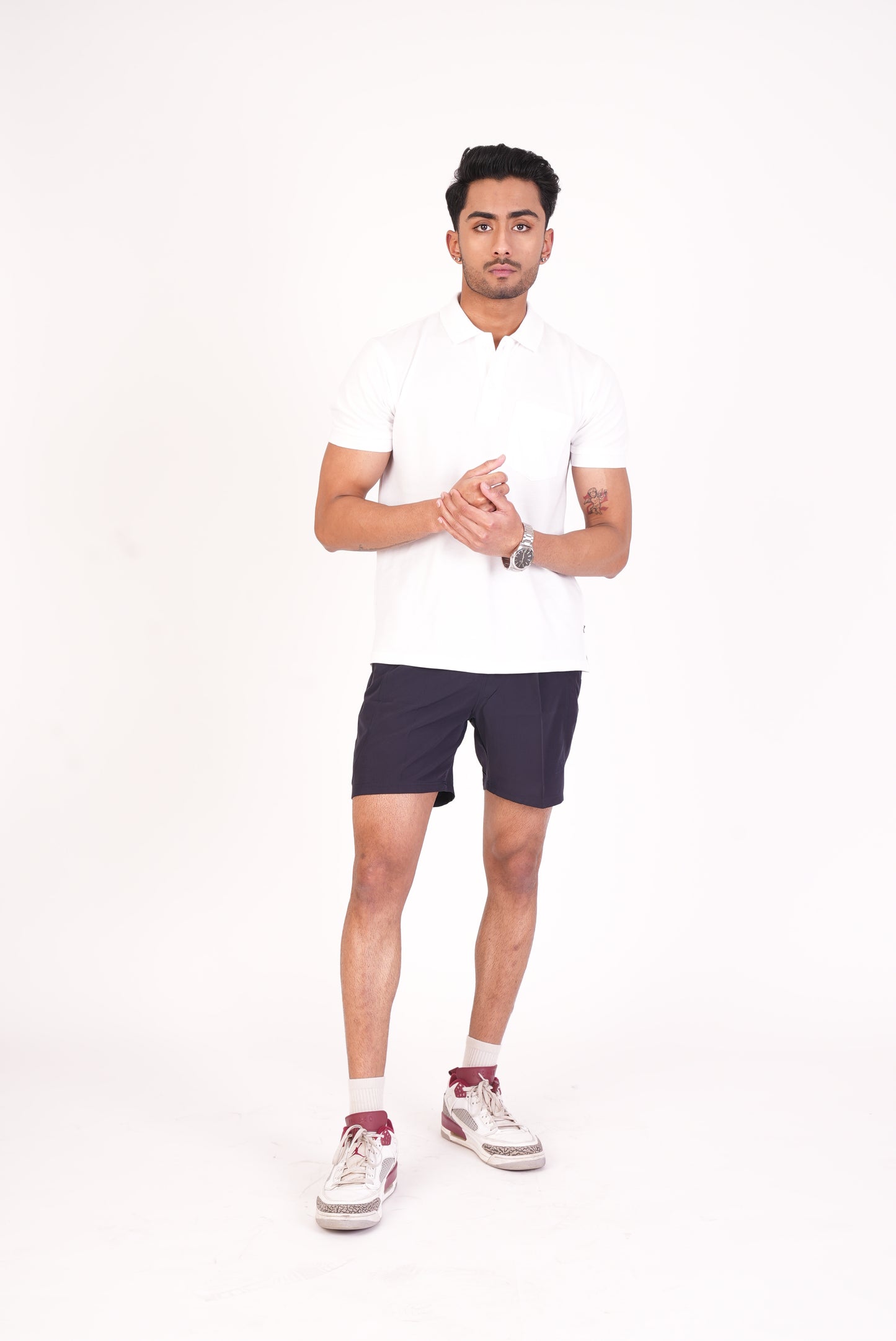 Casual Solid Matty Polo T-Shirt with Chest Pocket - 1004 HS