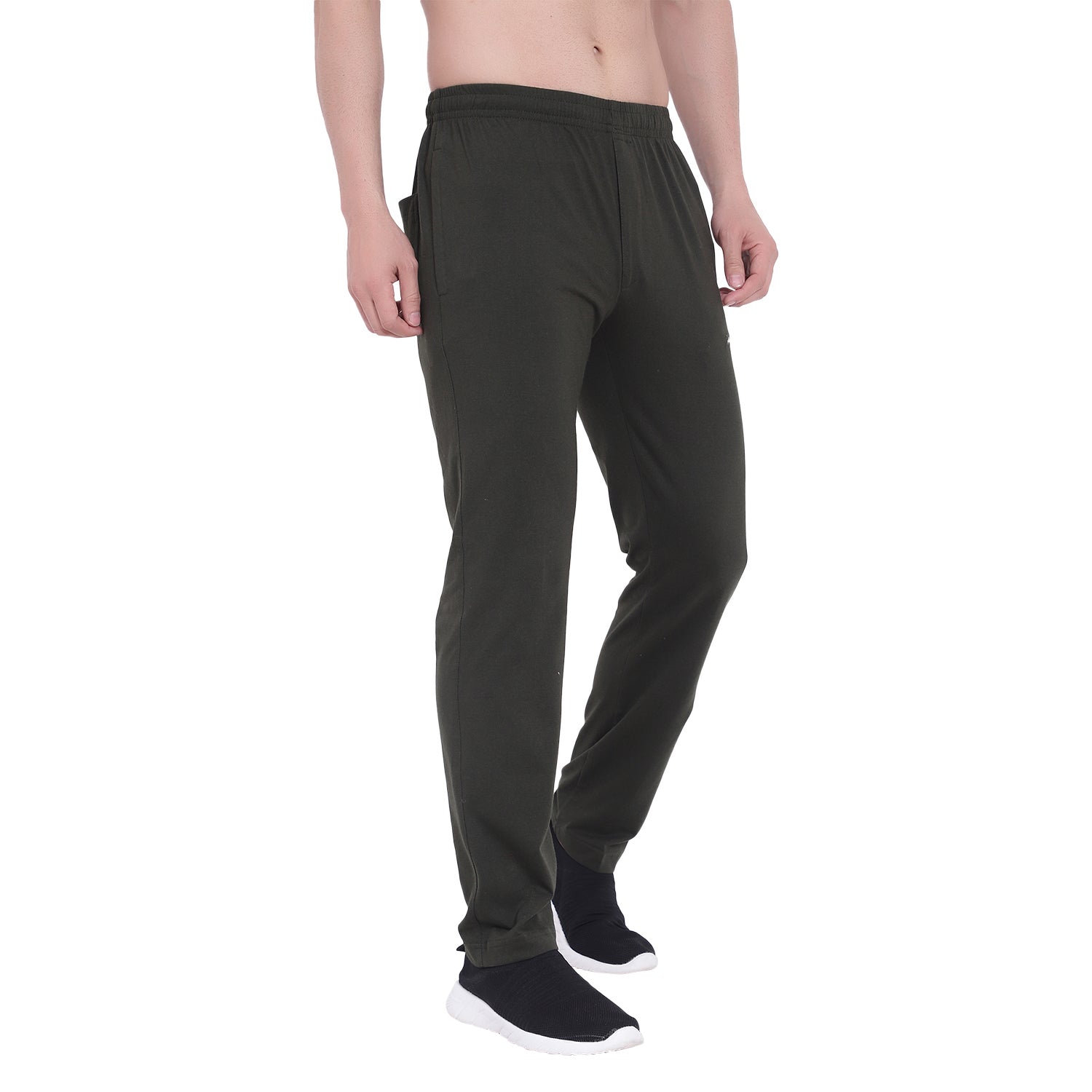 Cotton Track Pants with Front Zip & Back Pocket - 606
