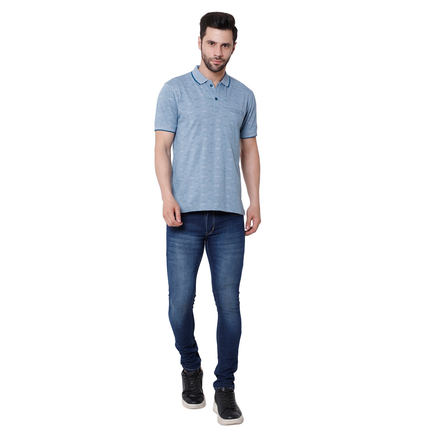 Men's Cotton Jacquard Polo T-Shirt - 202418