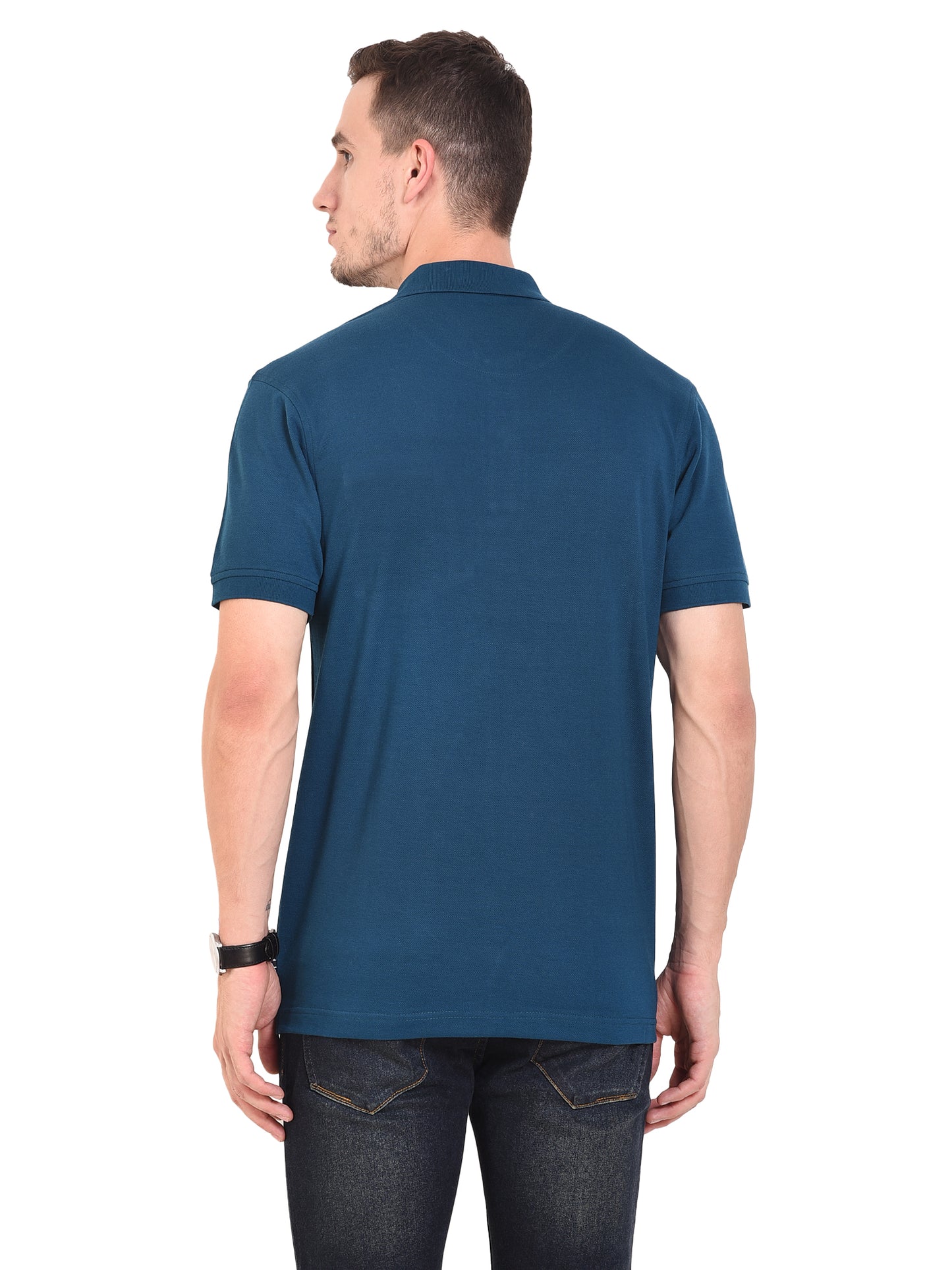 Casual Solid Matty Polo T-Shirt with Chest Pocket - 1004 HS