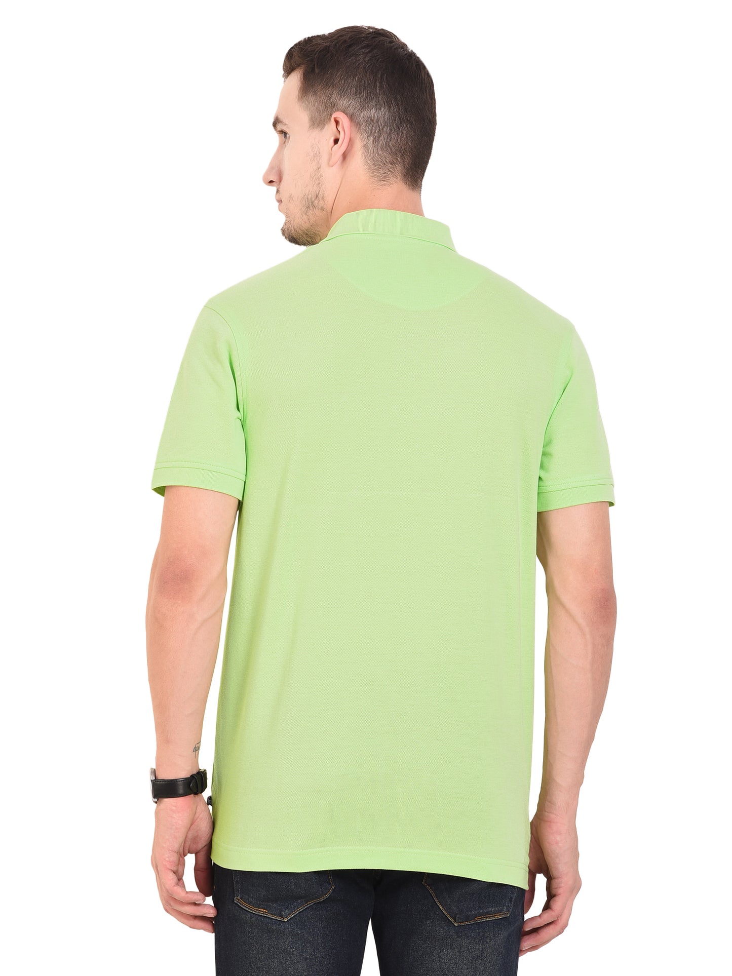 Men's Casual Solid Cotton Hosiery Polo TShirt with Chest Pocket