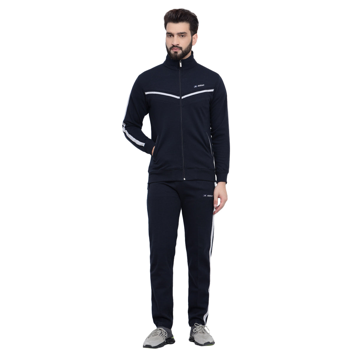 Men’s Cotton Blend Full-Zip Tracksuit Set - 8019