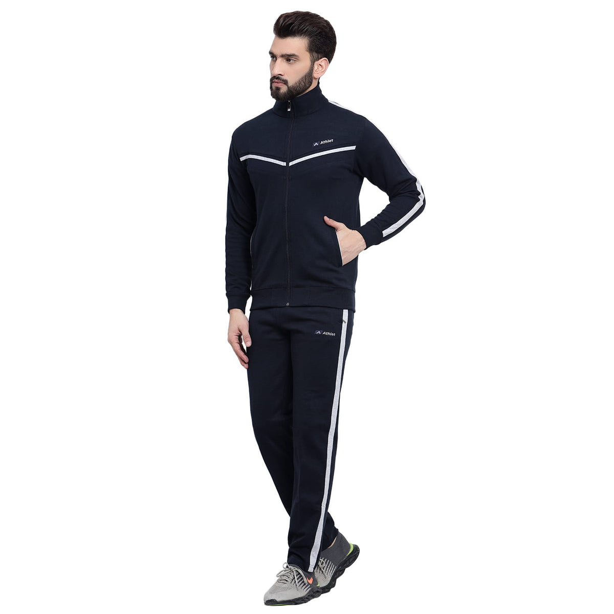 Men’s Cotton Blend Full-Zip Tracksuit Set - 8019