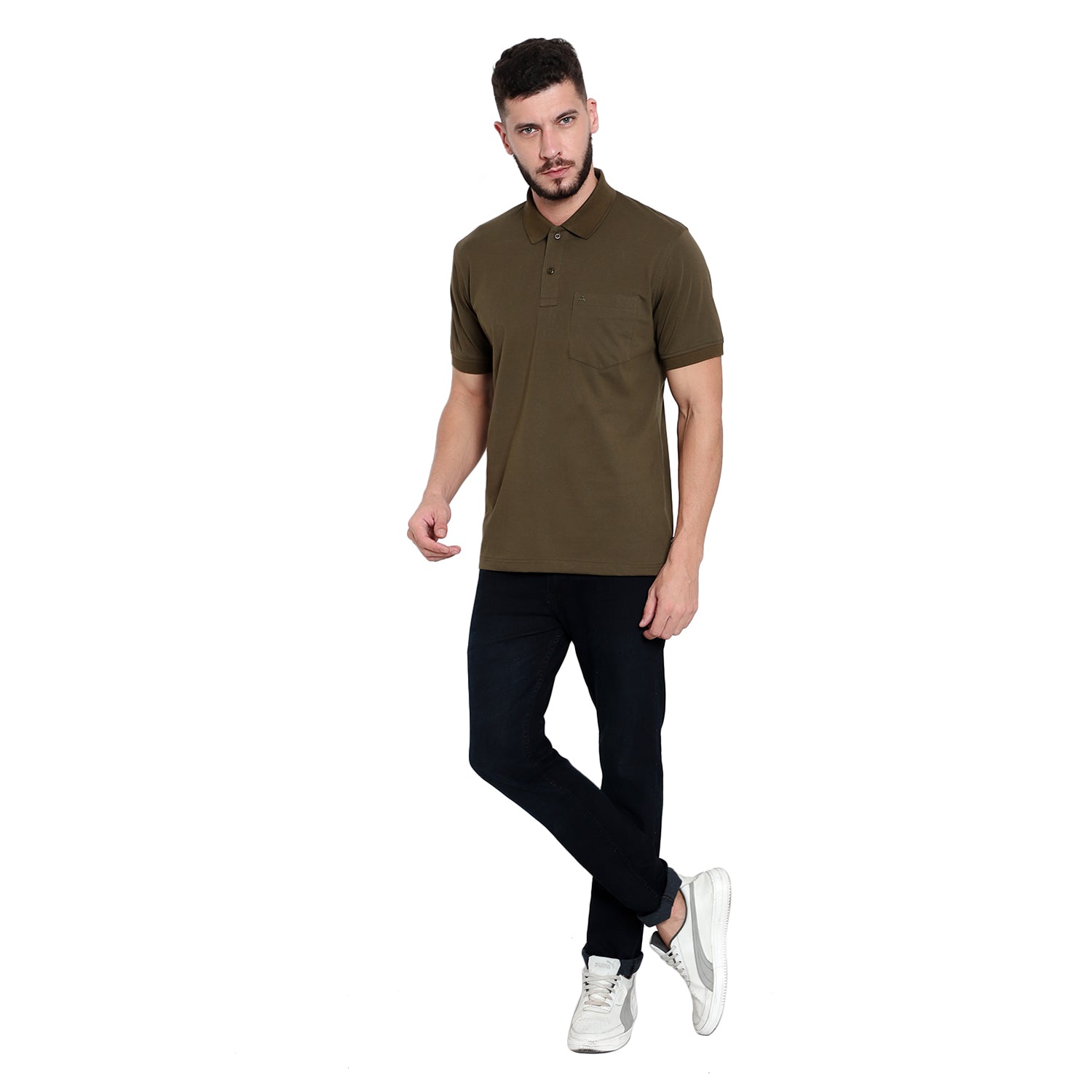 Men's Casual Solid Cotton Polo T-Shirt - 1003 HS