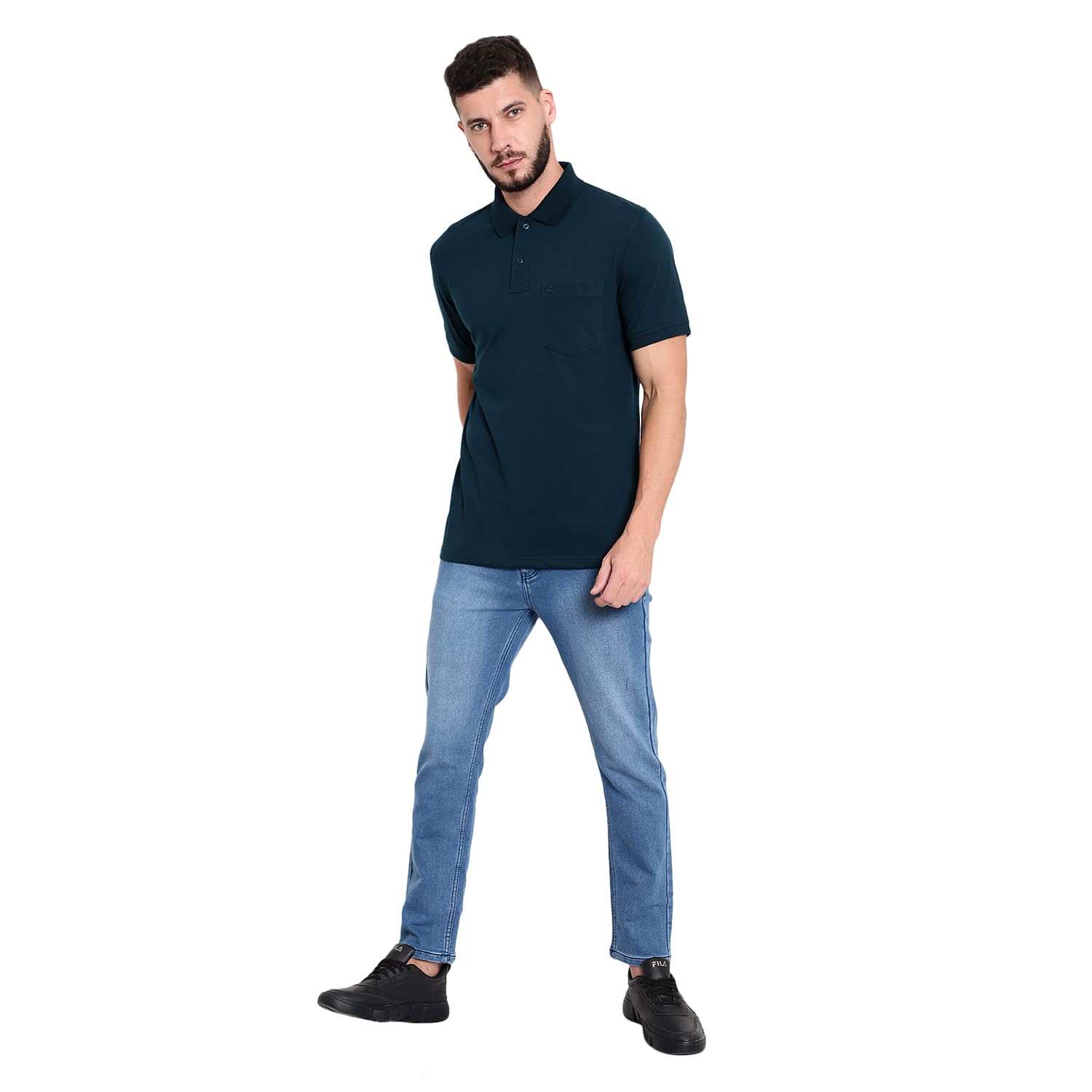 Men's Casual Solid Cotton Polo T-Shirt - 1003 HS