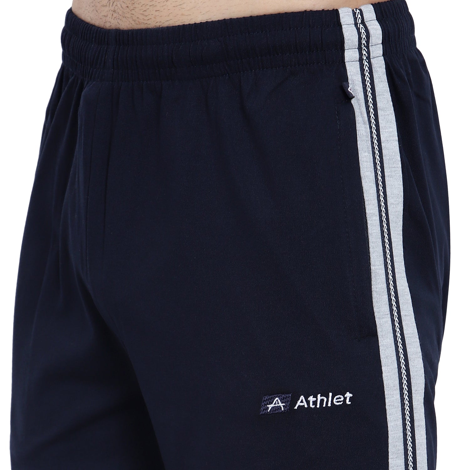 Men’s Cotton Track Pants – Regular Fit, Zipper Pockets Side Pattern - 642