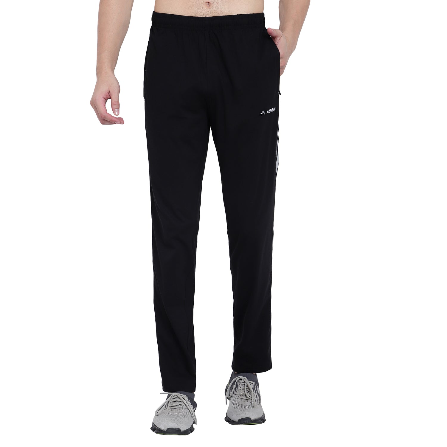 Men’s Cotton Track Pants – Regular Fit, Zipper Pockets Side Pattern - 642