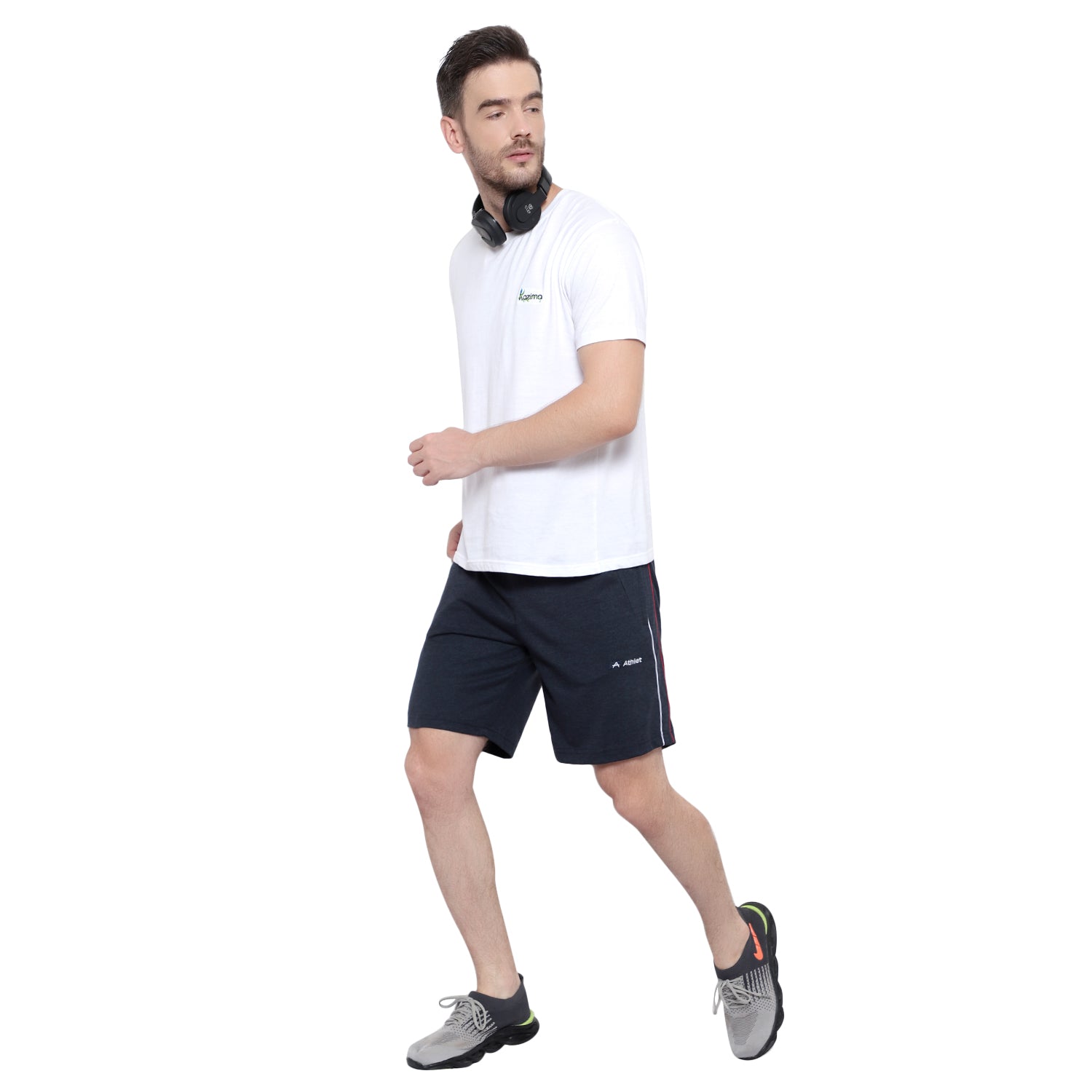 ATHLET Double Side Piping Bermuda for Men – Cotton Hosiery Regular Fit Shorts with Zipper Pockets