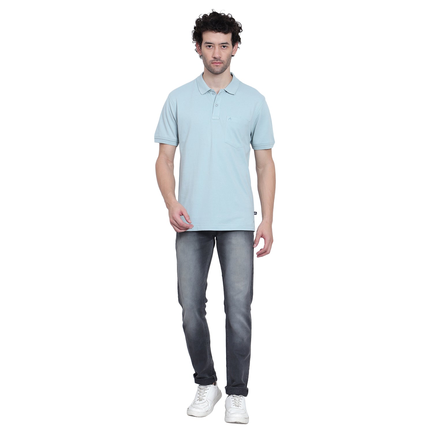 Casual Solid Matty Polo T-Shirt with Chest Pocket - 1004 HS