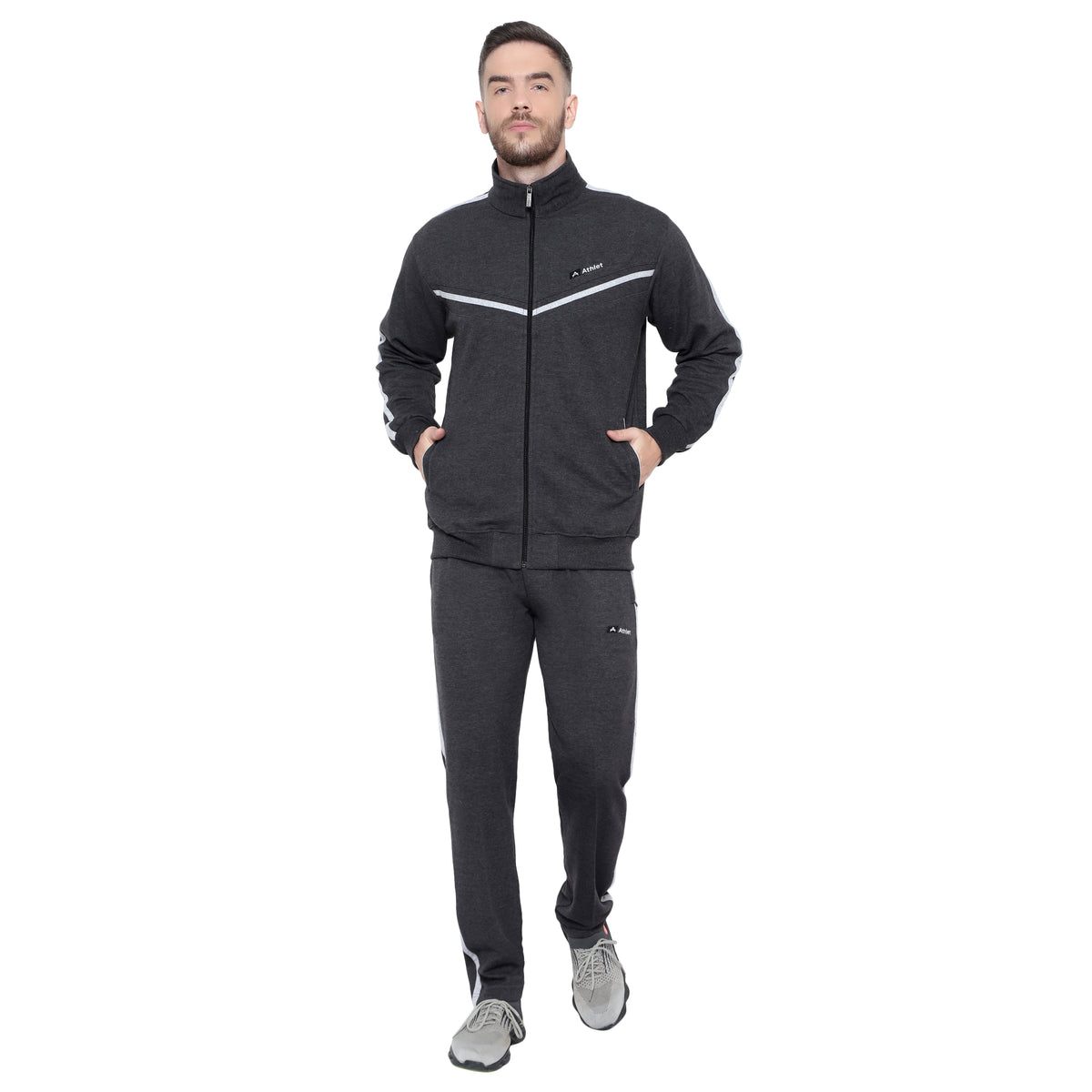 Men’s Cotton Blend Full-Zip Tracksuit Set - 8019