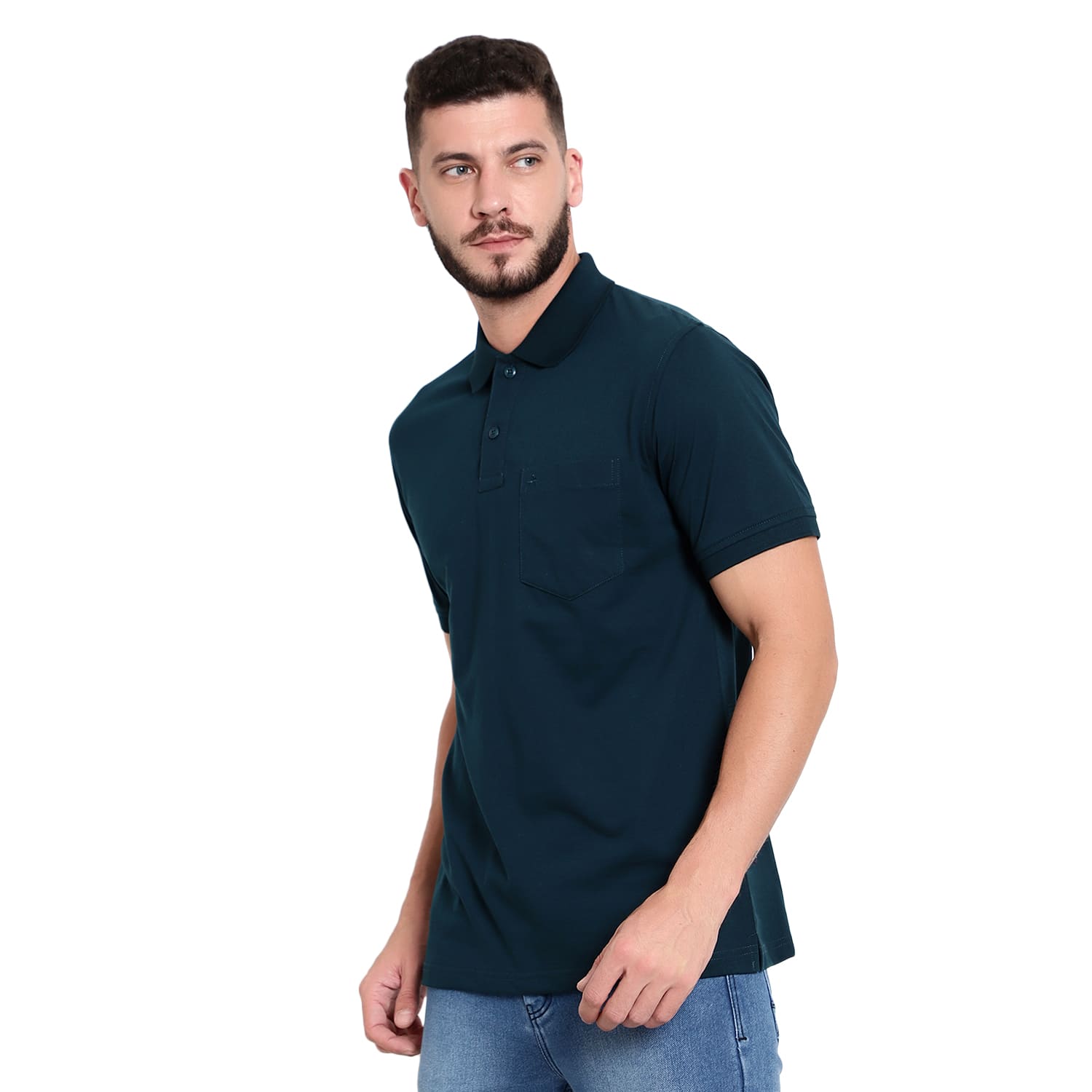 Men's Casual Solid Cotton Polo T-Shirt - 1003 HS