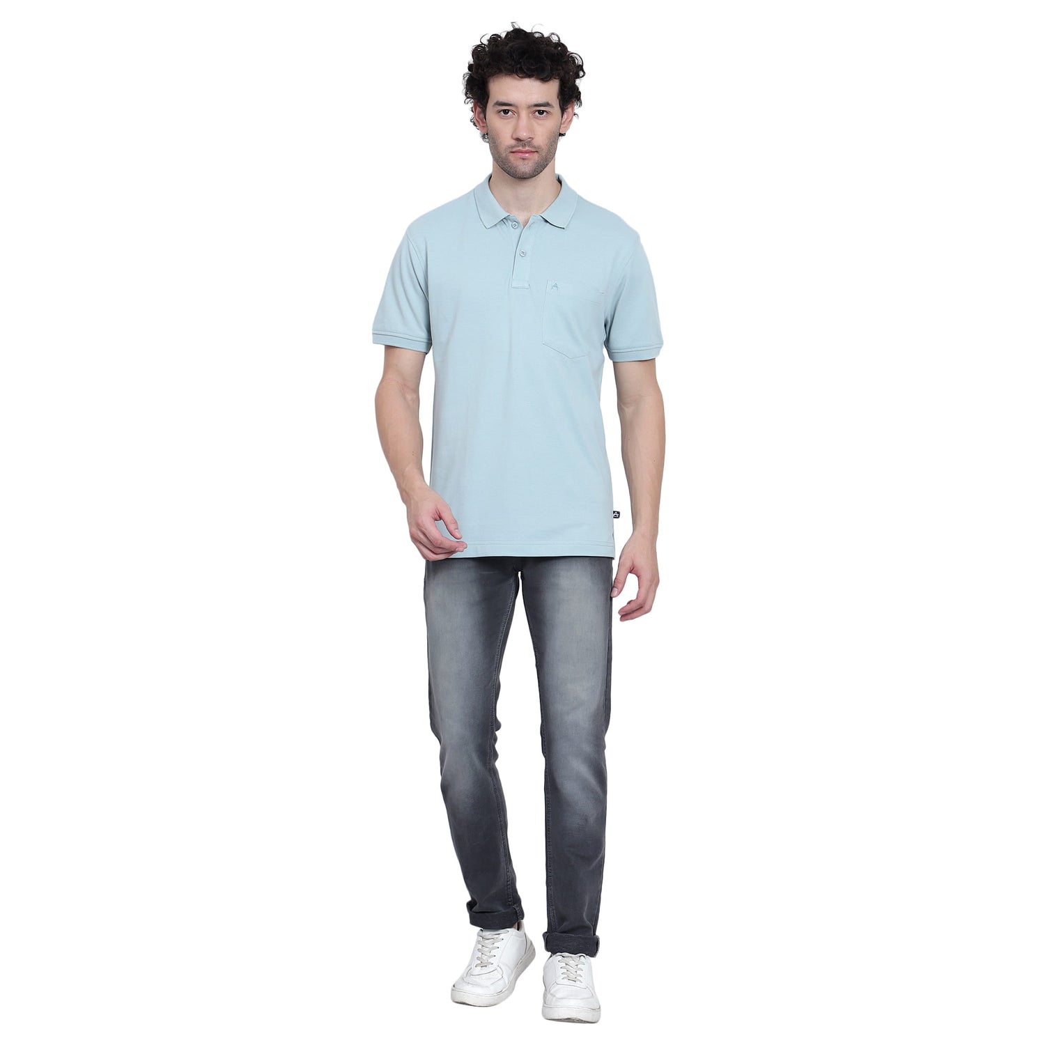 Casual Solid Matty Polo TShirt Chest Pocket - 1004 HS