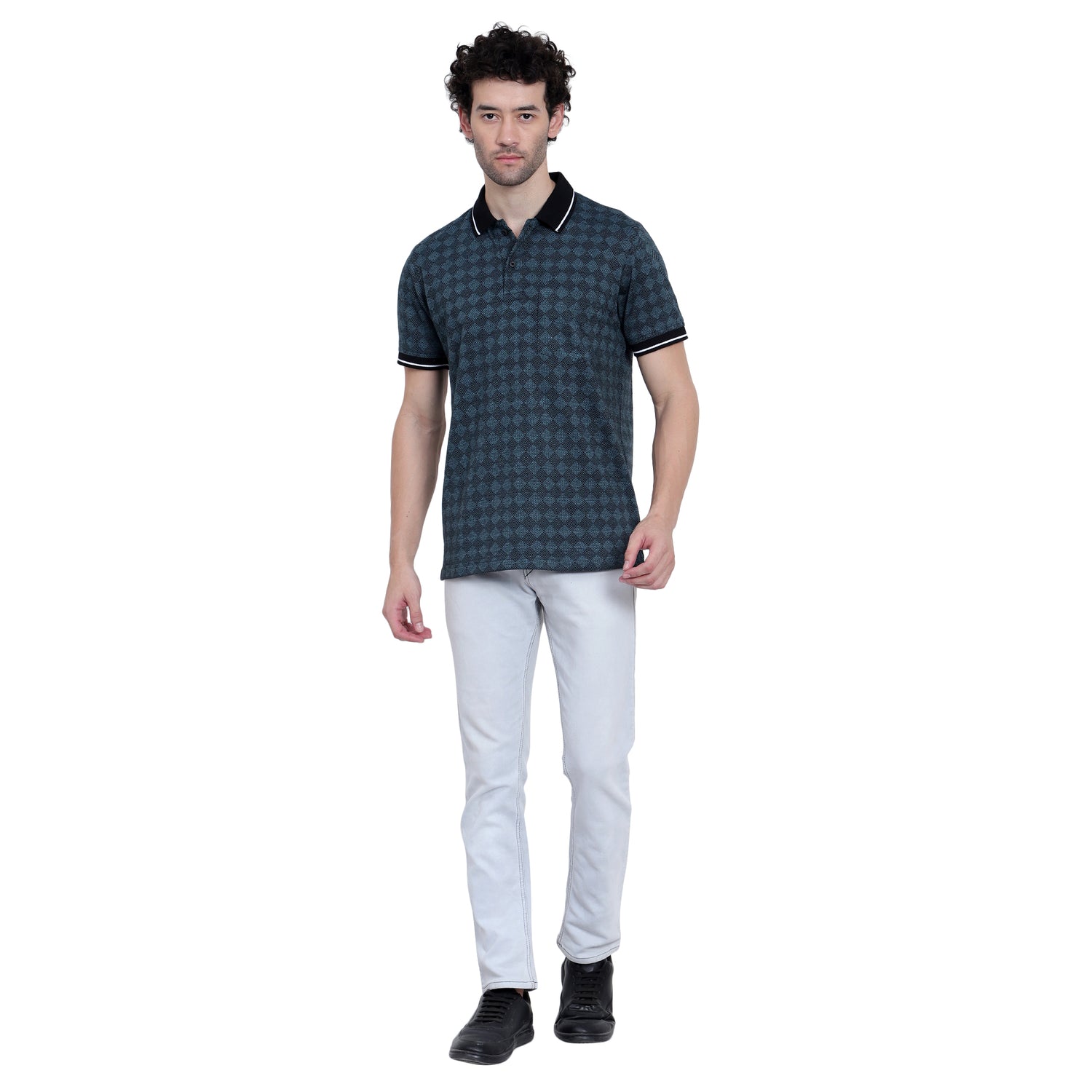 Men's Cotton Jacquard Polo T-Shirt with Pocket - 202319
