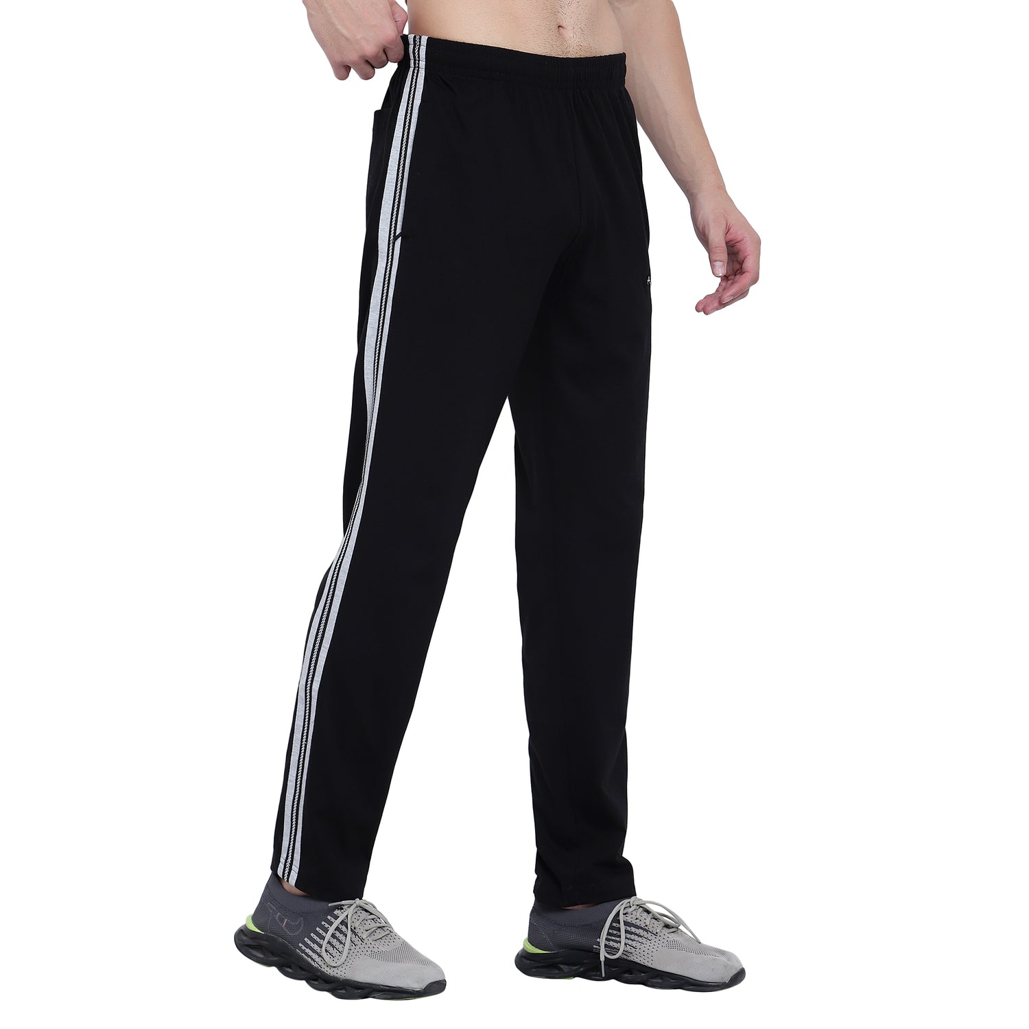 Men’s Cotton Track Pants – Regular Fit, Zipper Pockets Side Pattern - 642