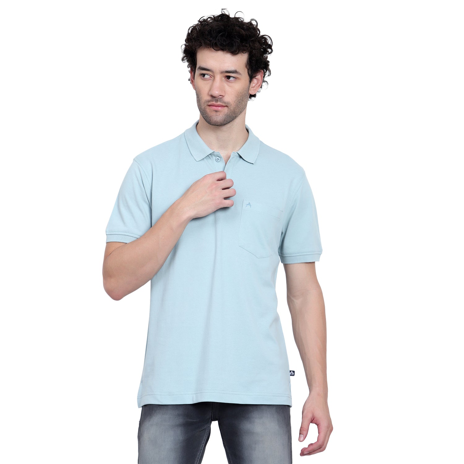 Casual Solid Matty Polo T-Shirt with Chest Pocket - 1004 HS