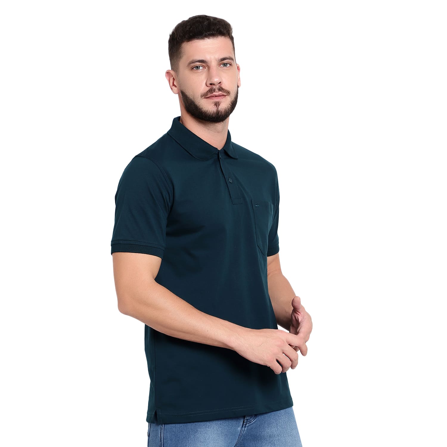 Men's Casual Solid Cotton Polo T-Shirt - 1003 HS
