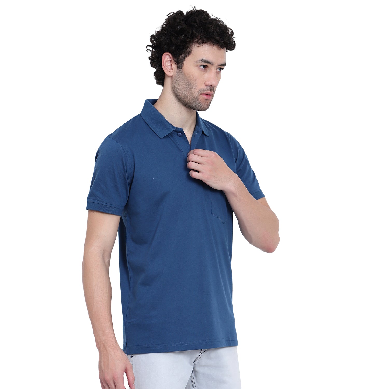 Men's Casual Solid Cotton Polo T-Shirt - 1003 HS