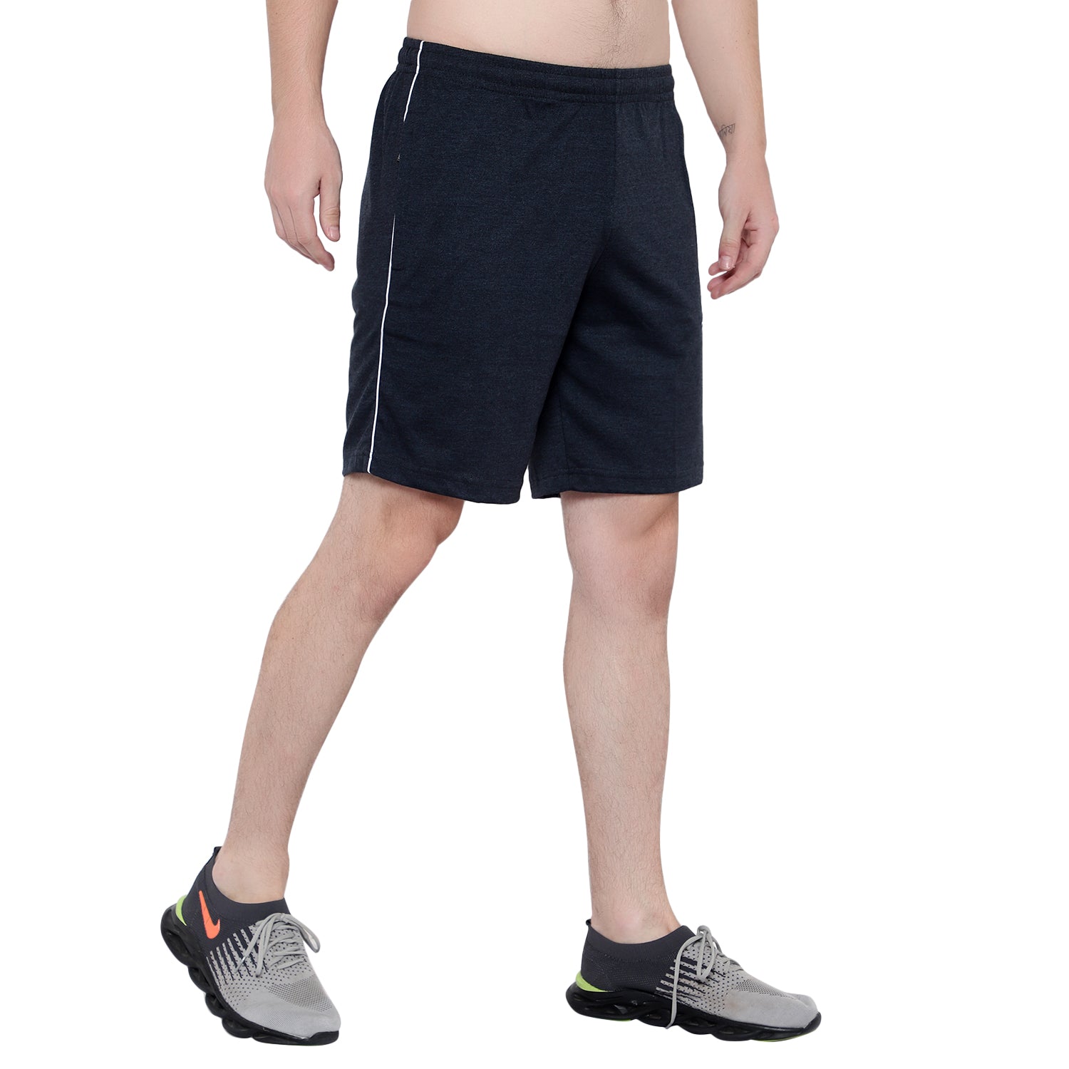 Bermuda Shorts for Men with side piping – Regular Fit Cotton Hosiery with Zipper Pockets, Plus Size 110