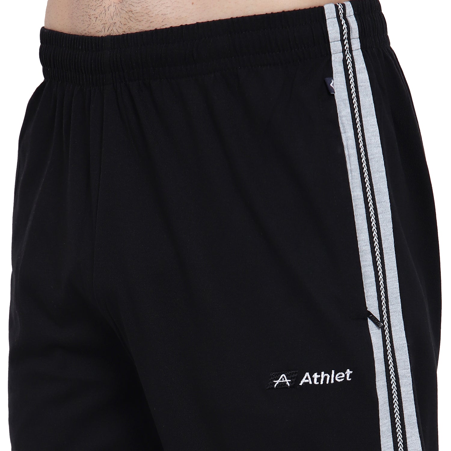 Men’s Cotton Track Pants – Regular Fit, Zipper Pockets Side Pattern - 642