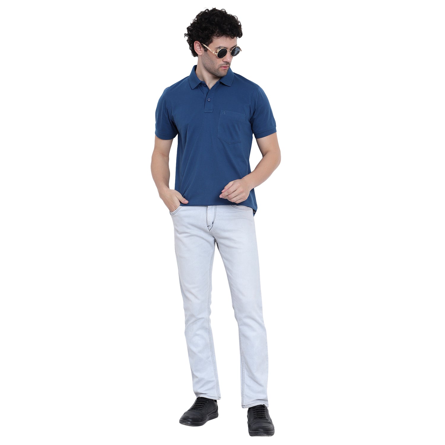 Men's Casual Solid Cotton Polo T-Shirt - 1003 HS
