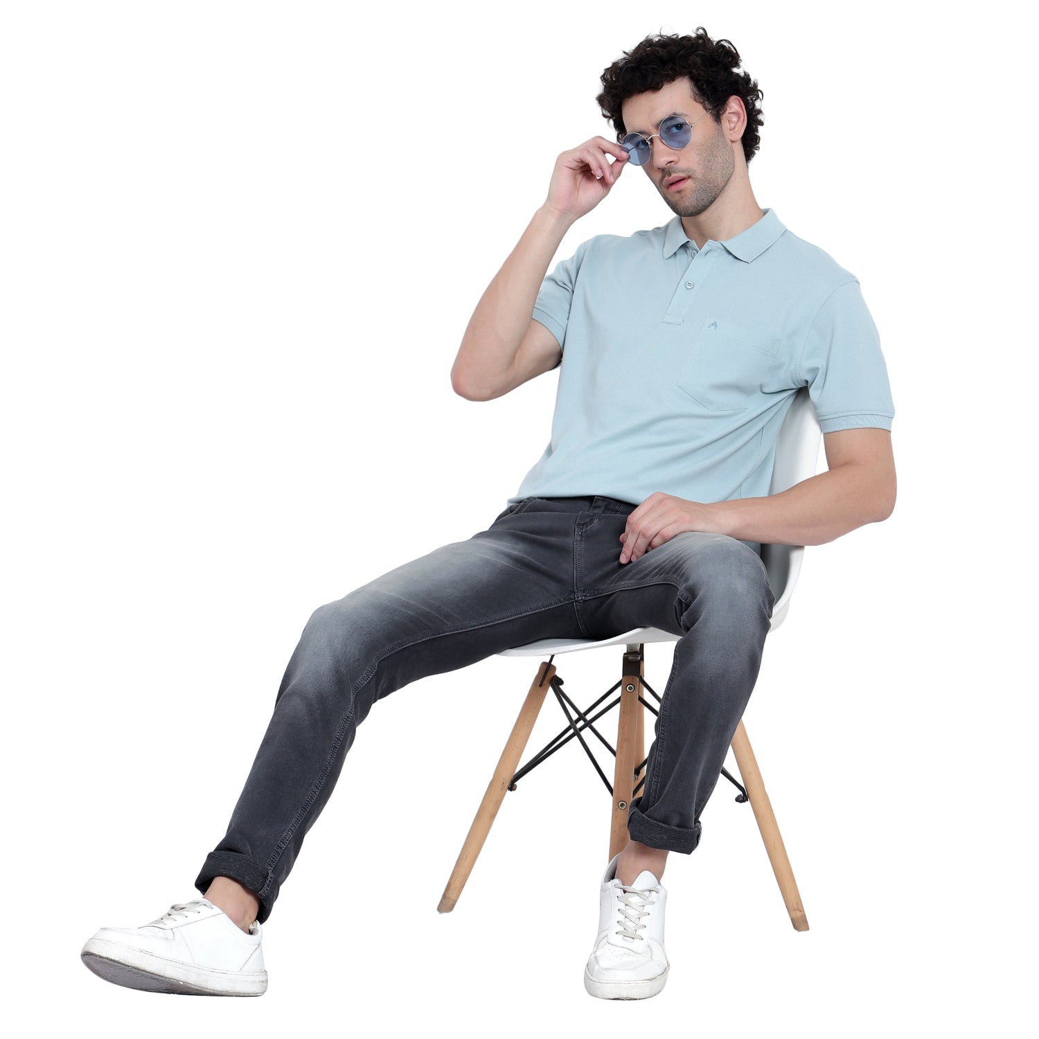 Casual Solid Matty Polo T-Shirt with Chest Pocket - 1004 HS